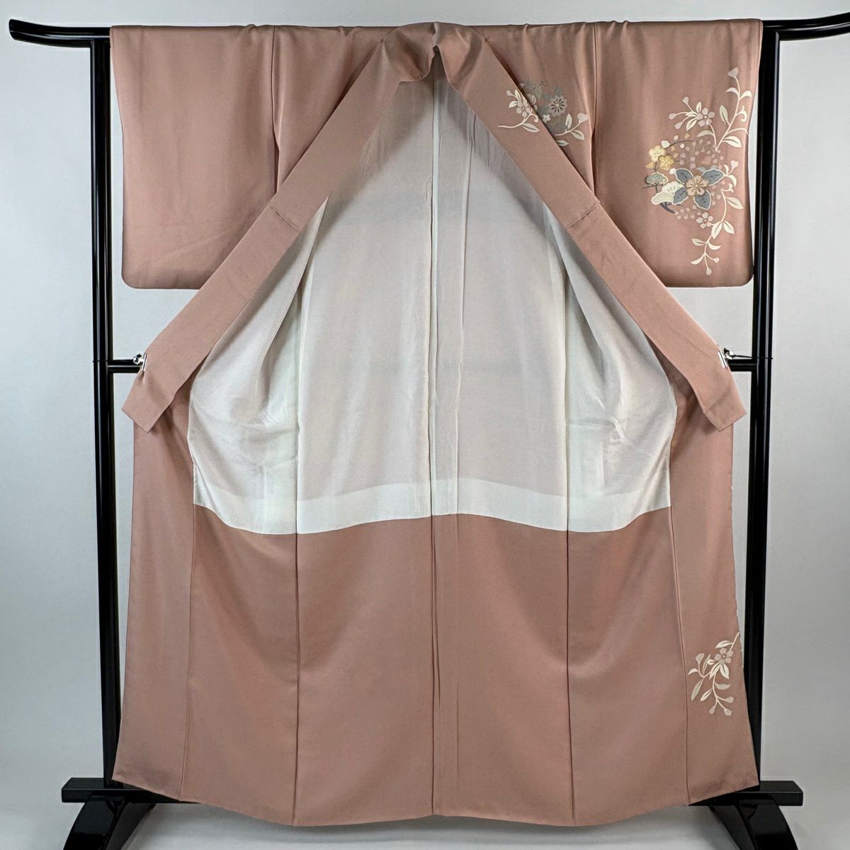 訪問服 身長162cm 袖長63.5cm S 雙層 花丸紋 鳳凰 金銀彩 金絲 淺粉色 純蠶絲 優品級