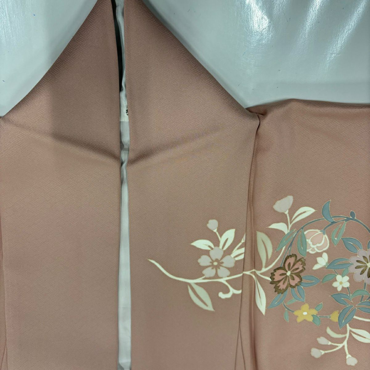 訪問服 身長162cm 袖長63.5cm S 雙層 花丸紋 鳳凰 金銀彩 金絲 淺粉色 純蠶絲 優品級