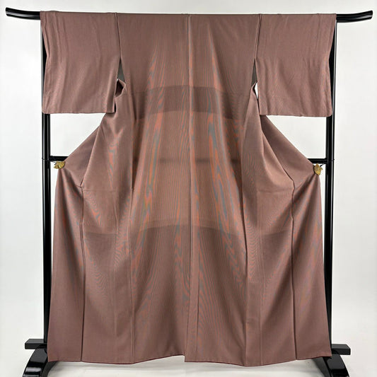 【美品】 江戶小紋 身長164cm 袖長66.5cm M 雙層 萬筋 小豆 深藍 純蠶絲 優品級