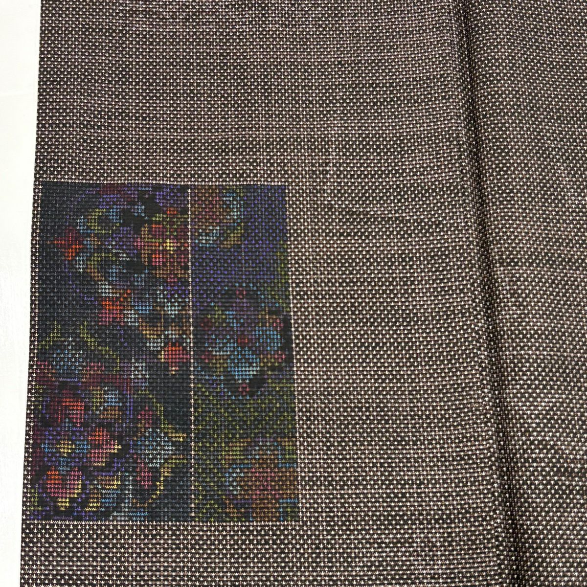 【美品】 大島紬織 身長164cm 袖長67cm M 雙層 純泥染 證書附帶 色紙 草花紋紋 焦茶 正蠶絲 優品級