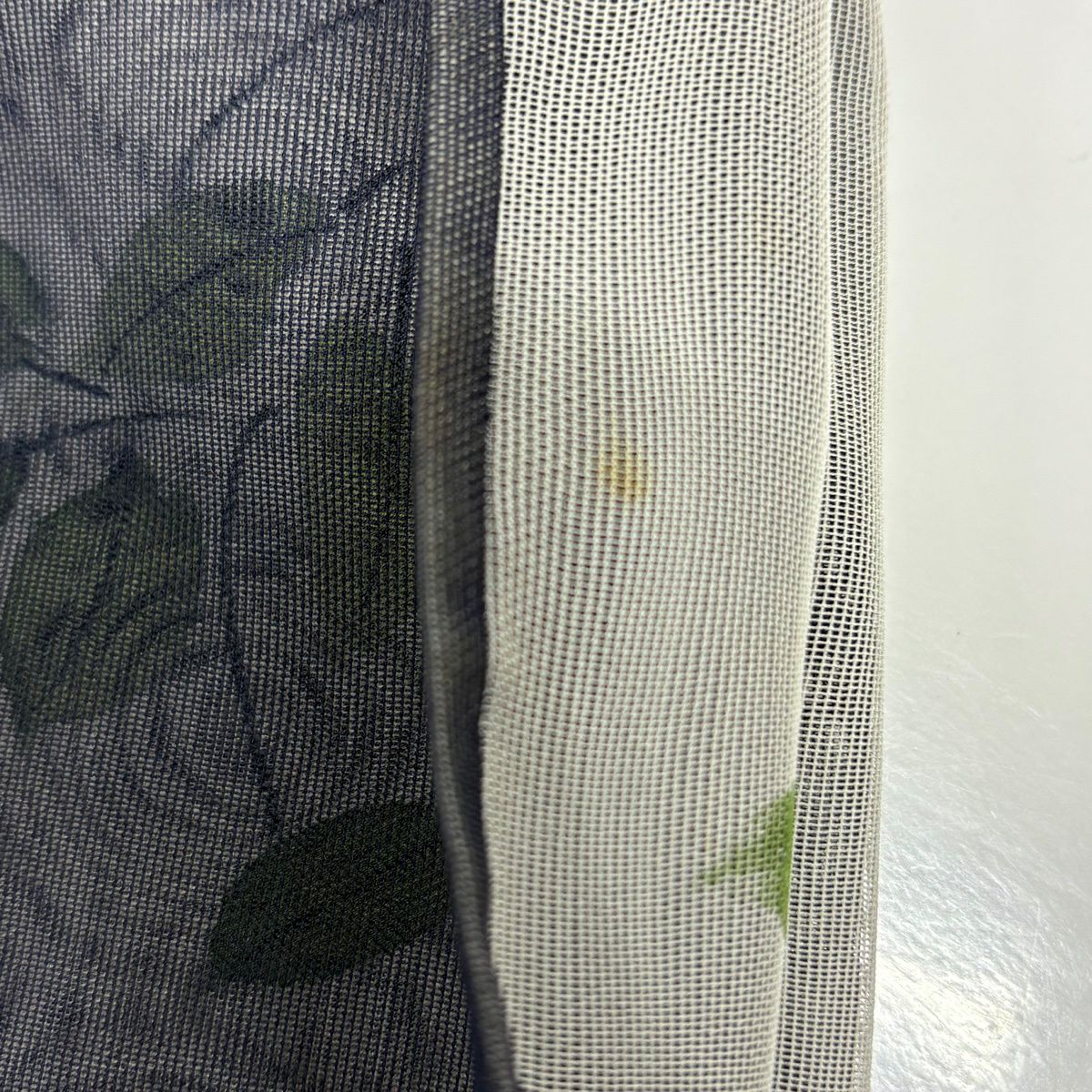 【美品】 付下 身長156.5cm 袖長64.5cm M 紗雙層 枝花草花紋紋 深藍 純蠶絲 秀品級