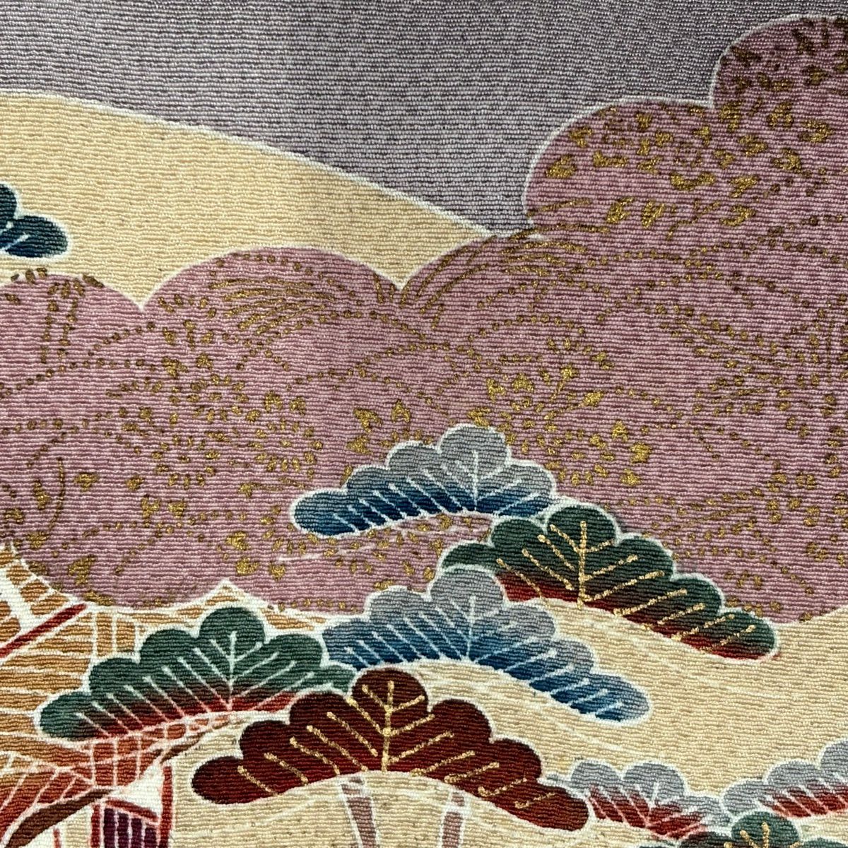 訪問服 身長166cm 袖長64.5cm M 雙層 茶屋辻 松樹竹子梅花 金彩裝飾 染分 鮭粉色 純蠶絲 秀品級