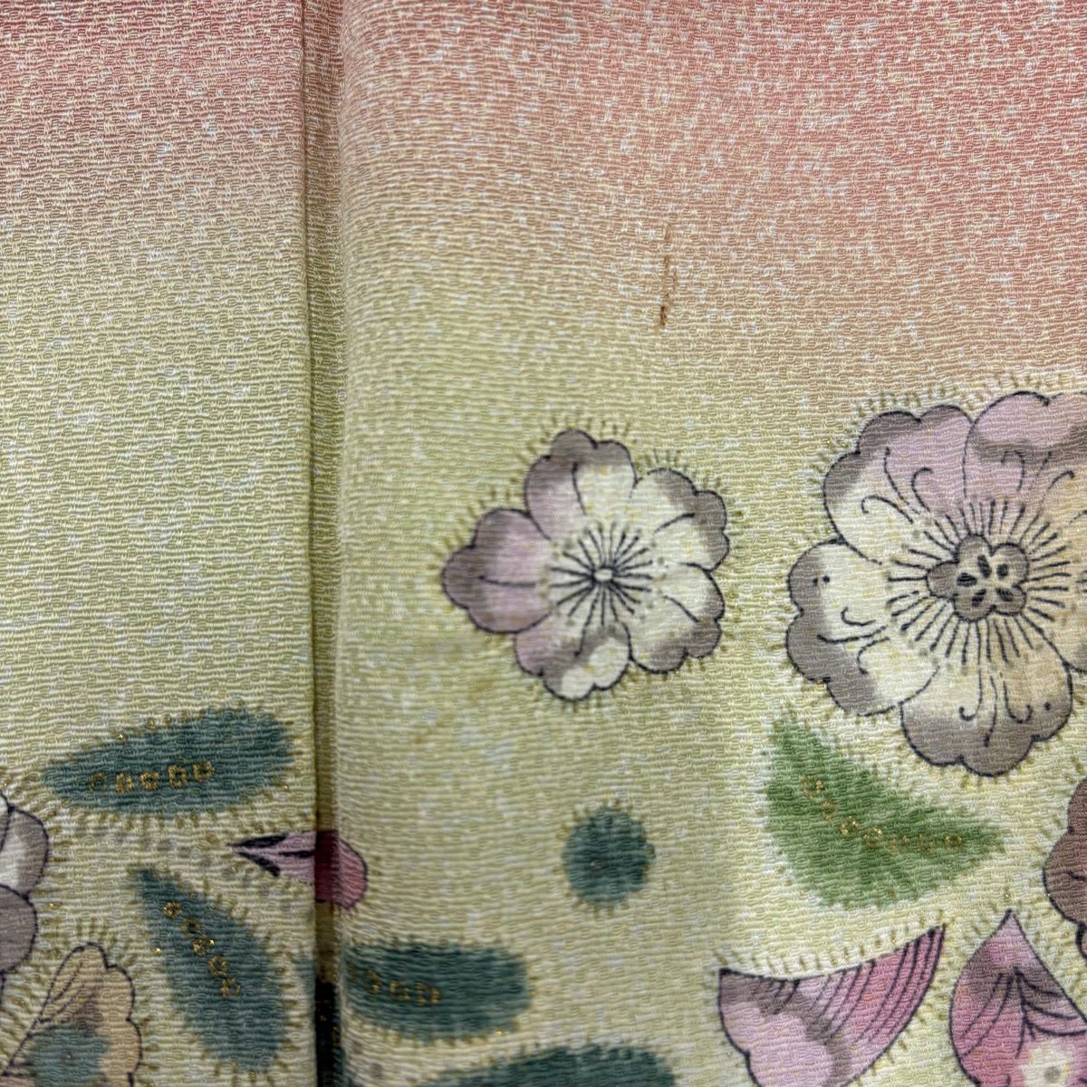 訪問服 身長154cm 袖長63.5cm S 雙層 辻花染 金彩裝飾 染分 粉紅 純蠶絲 秀品級