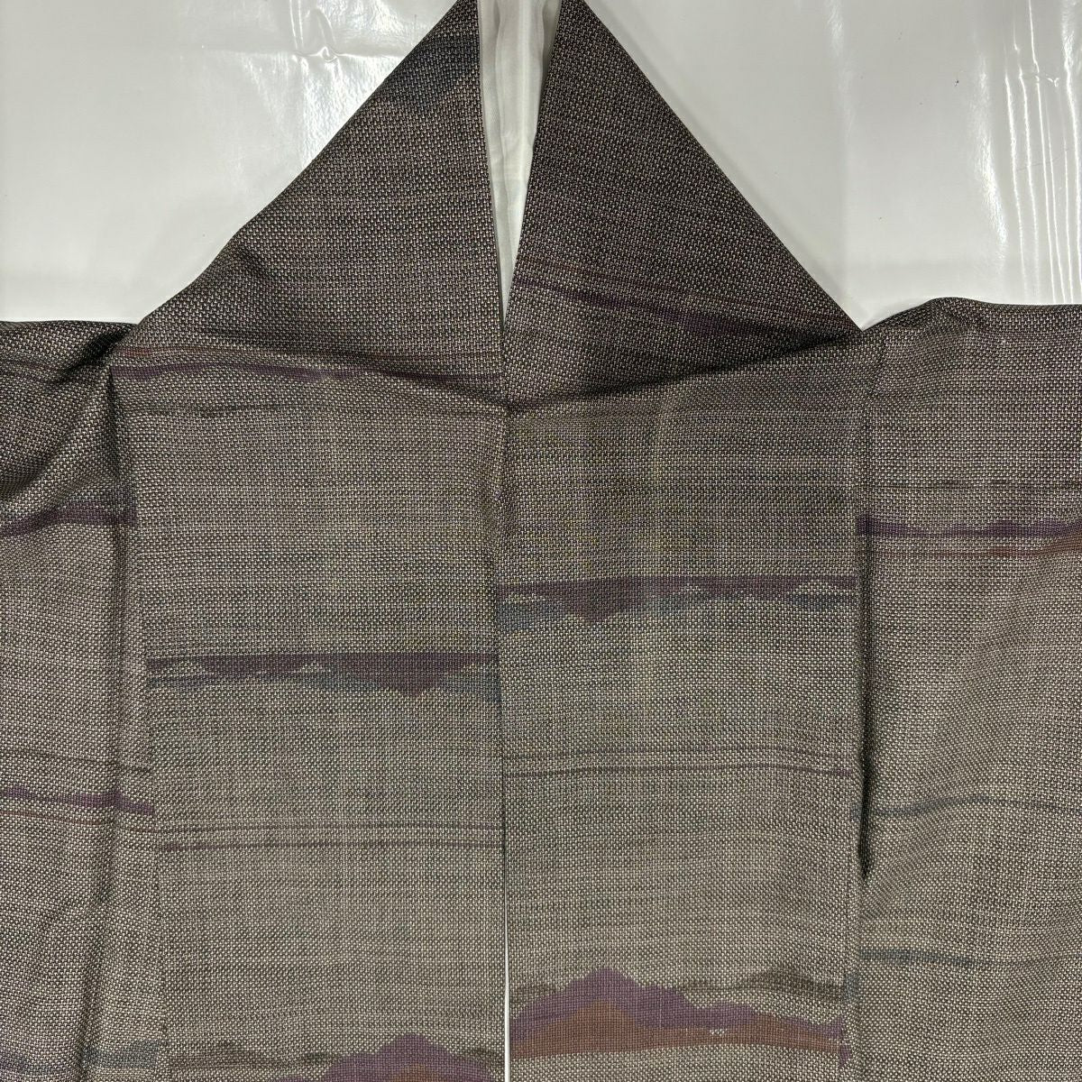 紬織 身長160cm 袖長64.5cm M 雙層 山並 焦茶 純蠶絲 秀品級