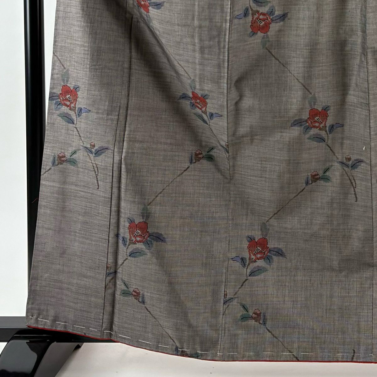 【美品】 紬織 身長163cm 袖長67cm M 雙層 椿 灰茶 純蠶絲 秀品級