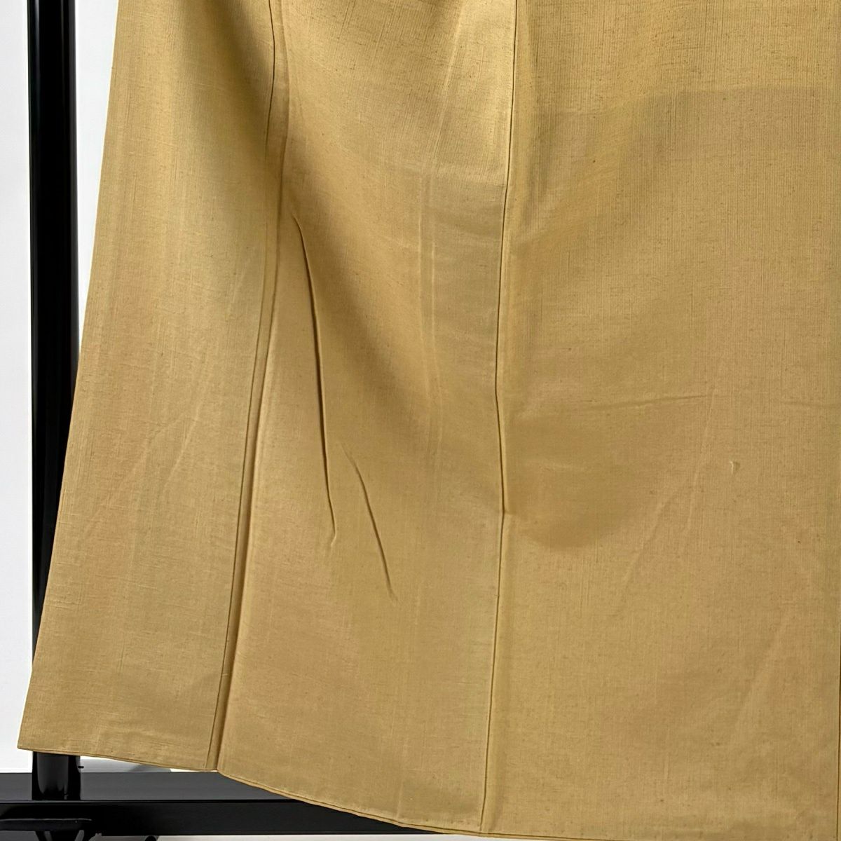 【美品】 紬織 身長159cm 袖長66cm M 雙層 證書在 黃土 深藍 純蠶絲 秀品級