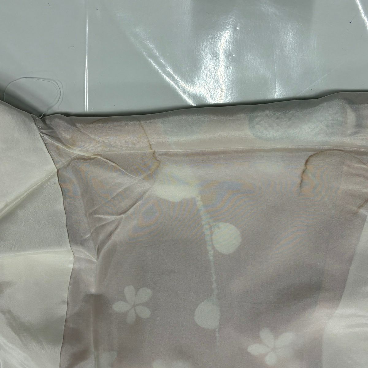 振袖禮服 身長168.5cm 袖長66cm M 雙層 梅花 波 金銀彩 漸層 薄茶 純蠶絲 秀品級