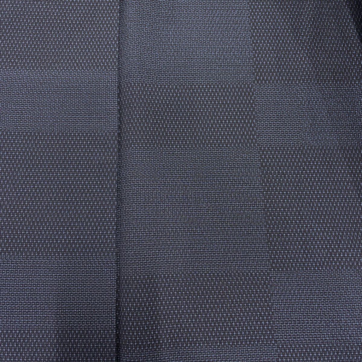 【美品】 紬織 身長155.5cm 袖長66cm M 單層 變化市松樹 幾何圖案 深藍 純蠶絲 優品級