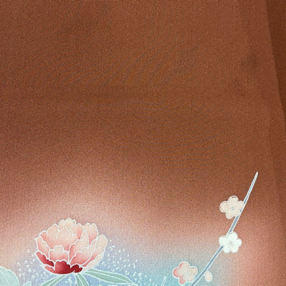 訪問服 身長164cm 袖長63.5cm S 雙層 牡丹 枝梅花 金銀彩 漸層 紅茶 純蠶絲 優品級