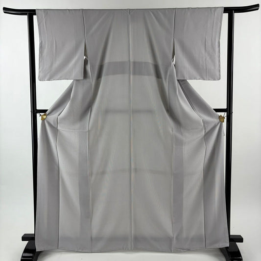 【美品】 江戶小紋 身長168.5cm 袖長61cm S 雙層 萬筋 灰紫 純蠶絲 名品級