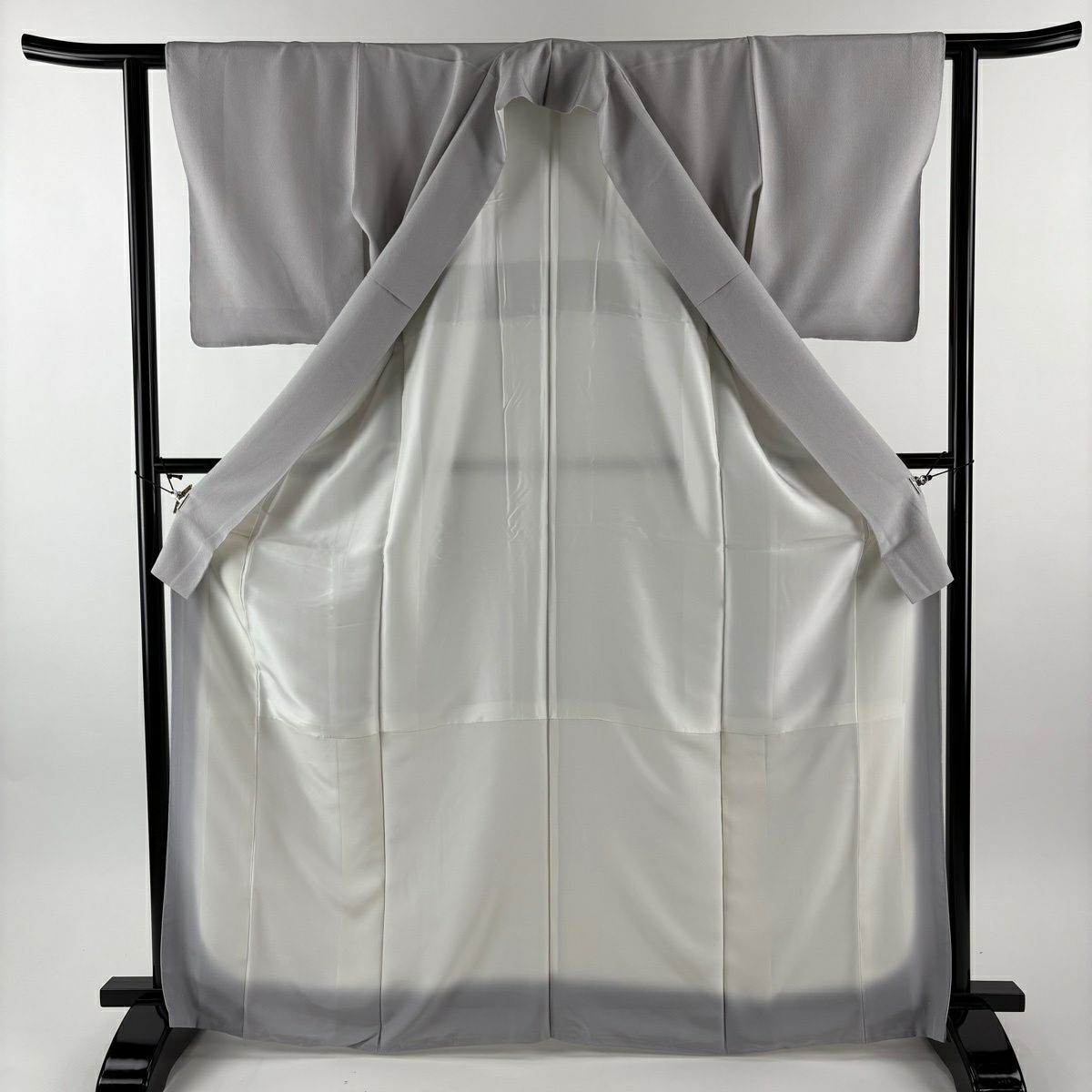 【美品】 江戶小紋 身長168.5cm 袖長61cm S 雙層 萬筋 灰紫 純蠶絲 名品級