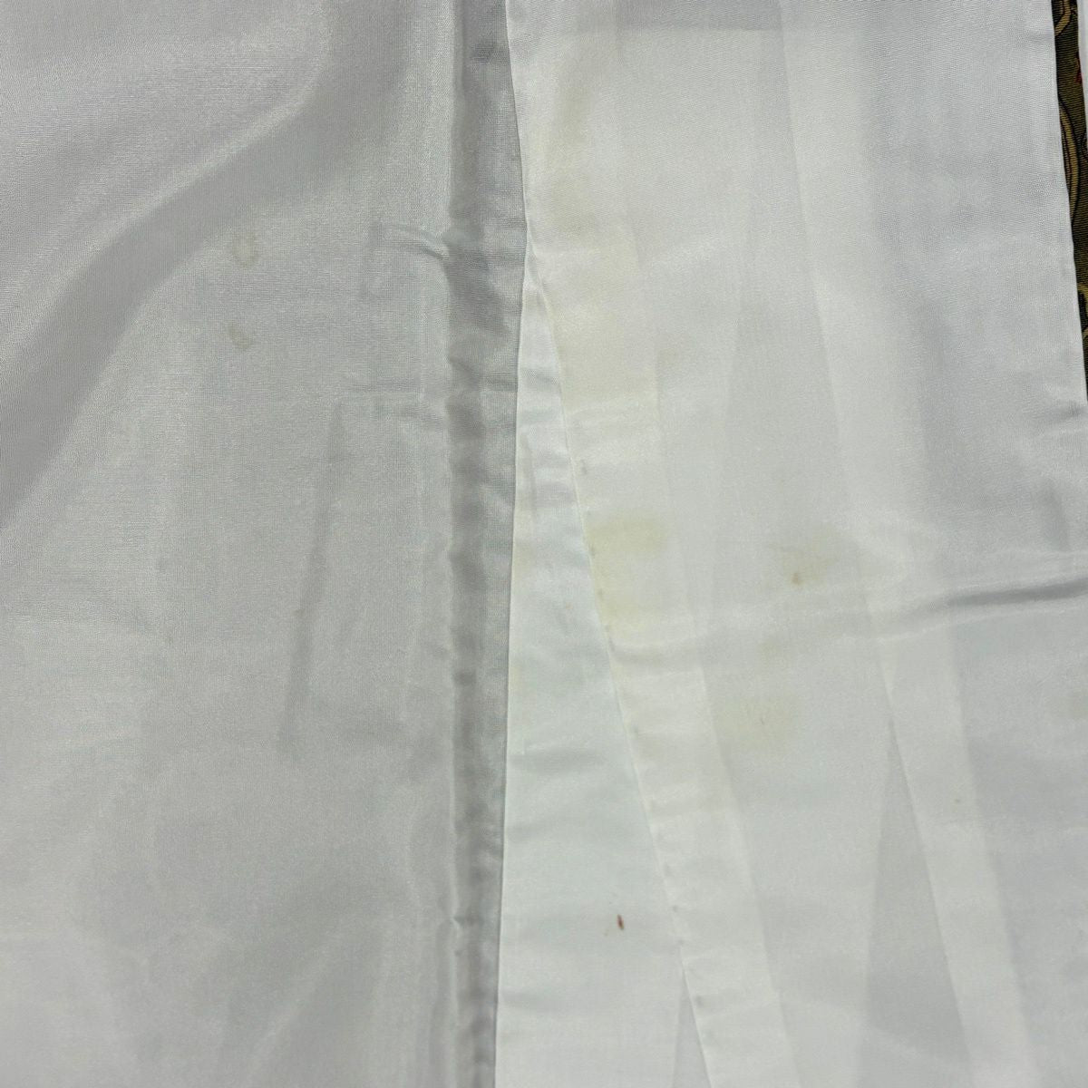 小紋 身長151.5cm 袖長63.5cm S 雙層 草花紋幾何圖案 茶綠 純蠶絲 優品級
