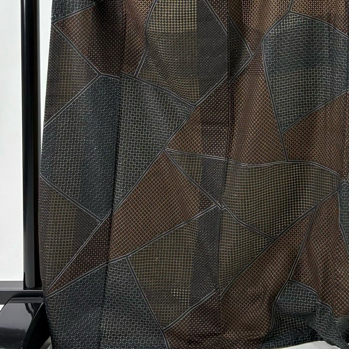 小紋 身長170cm 袖長66cm M 雙層 幾何學圖案 刺繡 茶綠 純蠶絲 逸品級