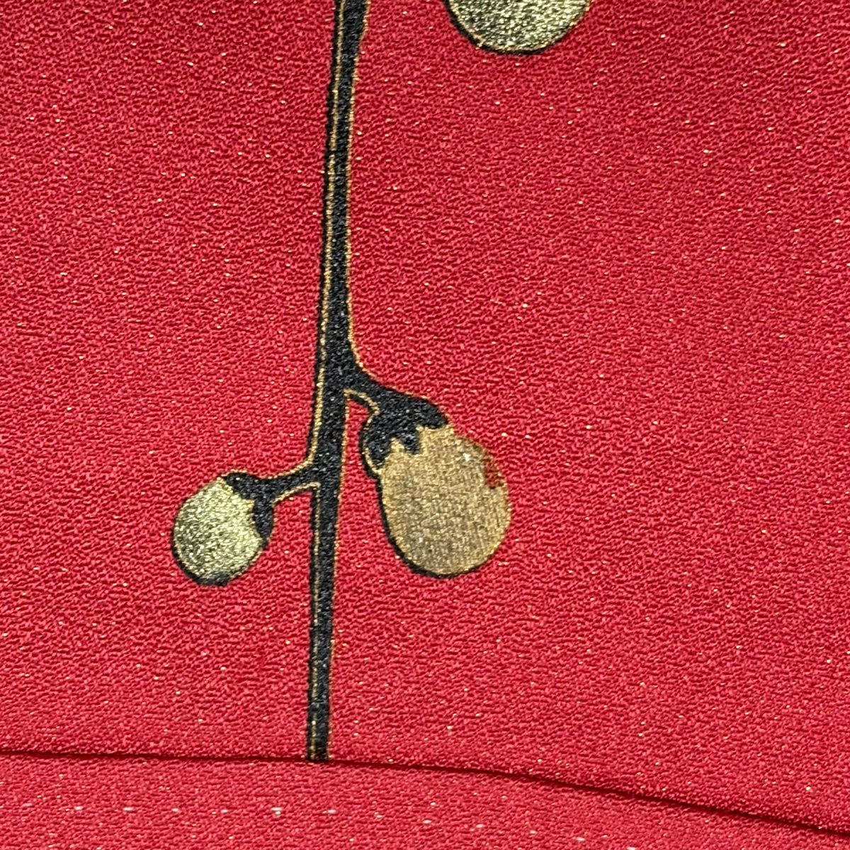 【美品】振袖禮服 身長163cm 袖長65.5cm M 雙層 御所車 草花紋 金銀彩 茜 純蠶絲 秀品級
