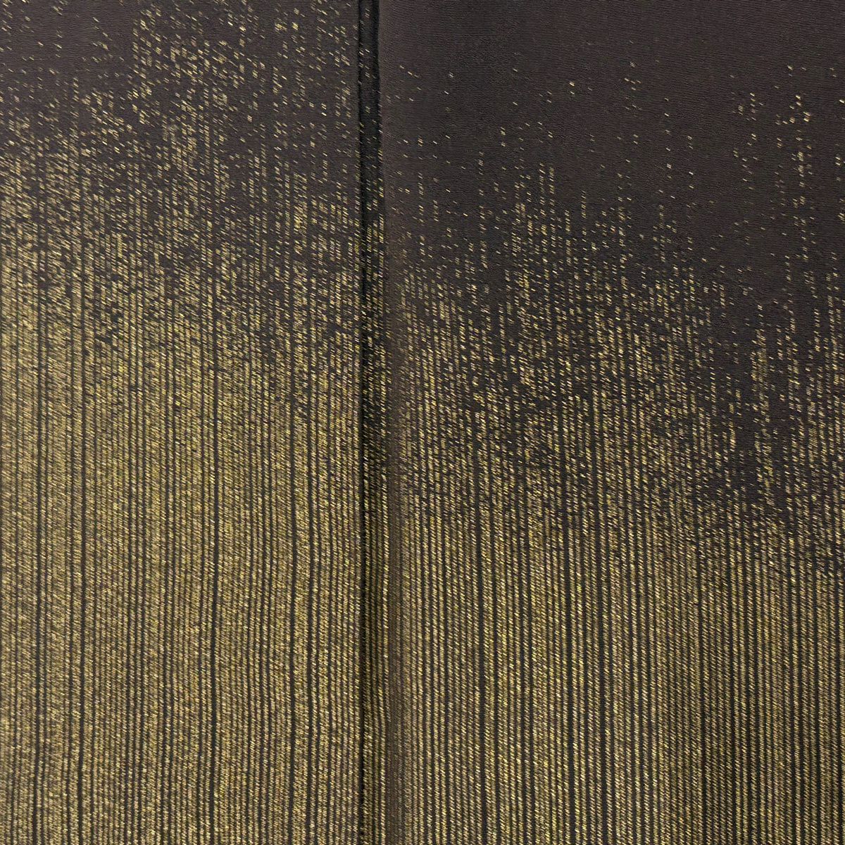 付下 身長154cm 袖長65.5cm M 雙層 縞紋 金絲 焦茶 純蠶絲 優品級