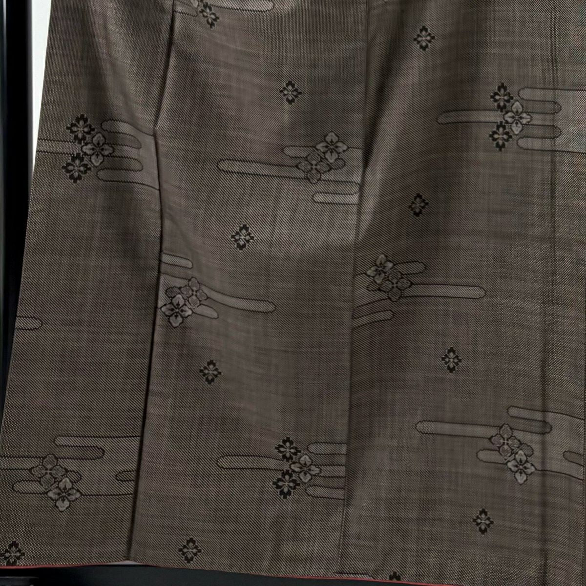 【美品】 大島織 身長158.5cm 袖長63cm S 雙層 純泥染 證書附帶 ヱ霞 花 焦茶 純蠶絲 秀品級