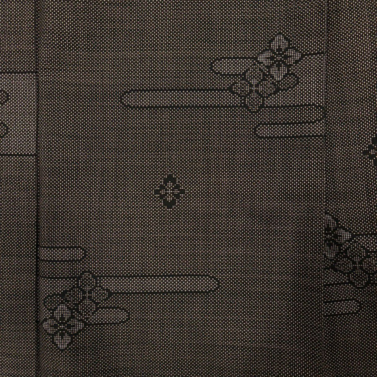 【美品】 大島織 身長158.5cm 袖長63cm S 雙層 純泥染 證書附帶 ヱ霞 花 焦茶 純蠶絲 秀品級