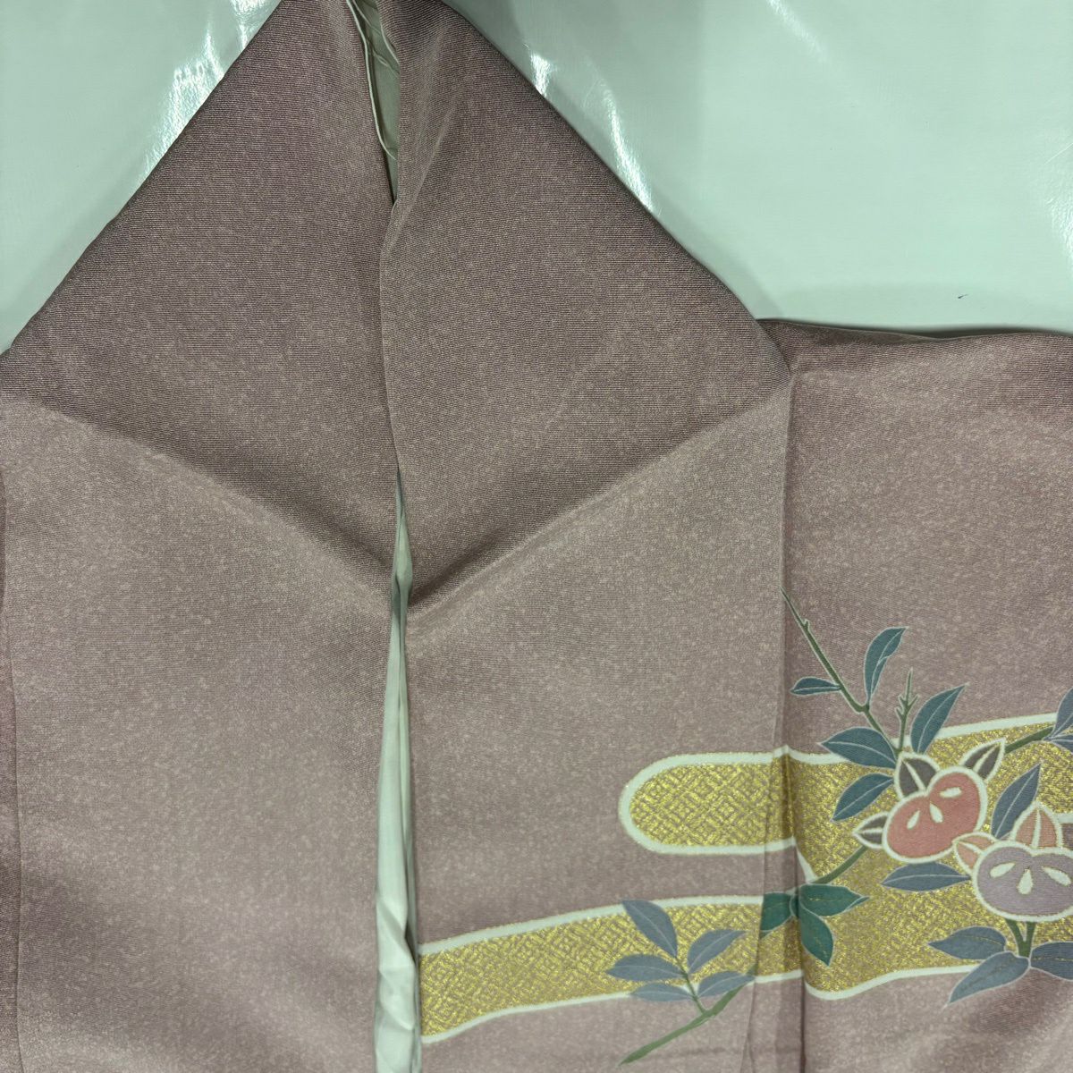訪問服 身長163cm 袖長67cm M 雙層 橘 菊花 金絲 金銀彩 紫 純蠶絲 名品級