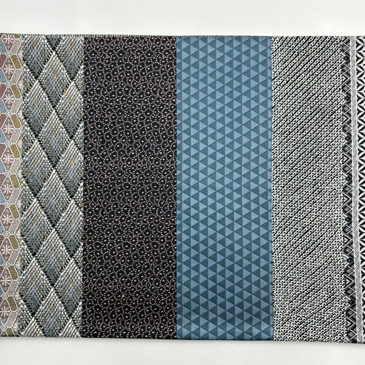 【美品】 袋帶 名品級 笹蔓 市松樹 切嵌 灰紫 六通 純蠶絲