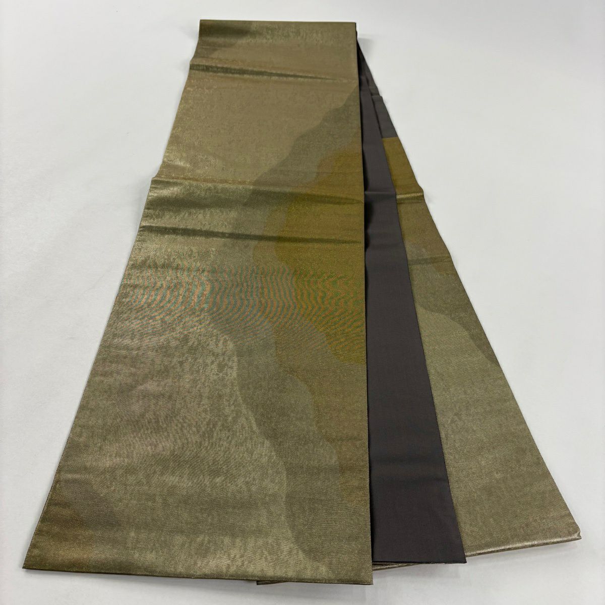 【美品】 袋帶 秀品級 金金箔屋清兵衛 落款あり 西陣織 引金箔 幾何學 金金箔 六通 純蠶絲