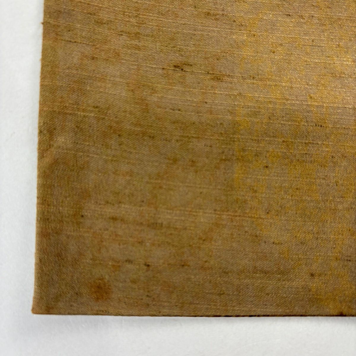 【美品】 袋帶 秀品級 幾何圖案 金金箔 切嵌 茶 お太鼓圖案 純蠶絲