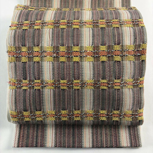 袋帶 秀品級 條紋 金絲 紅紫 大鼓圖案 純蠶絲