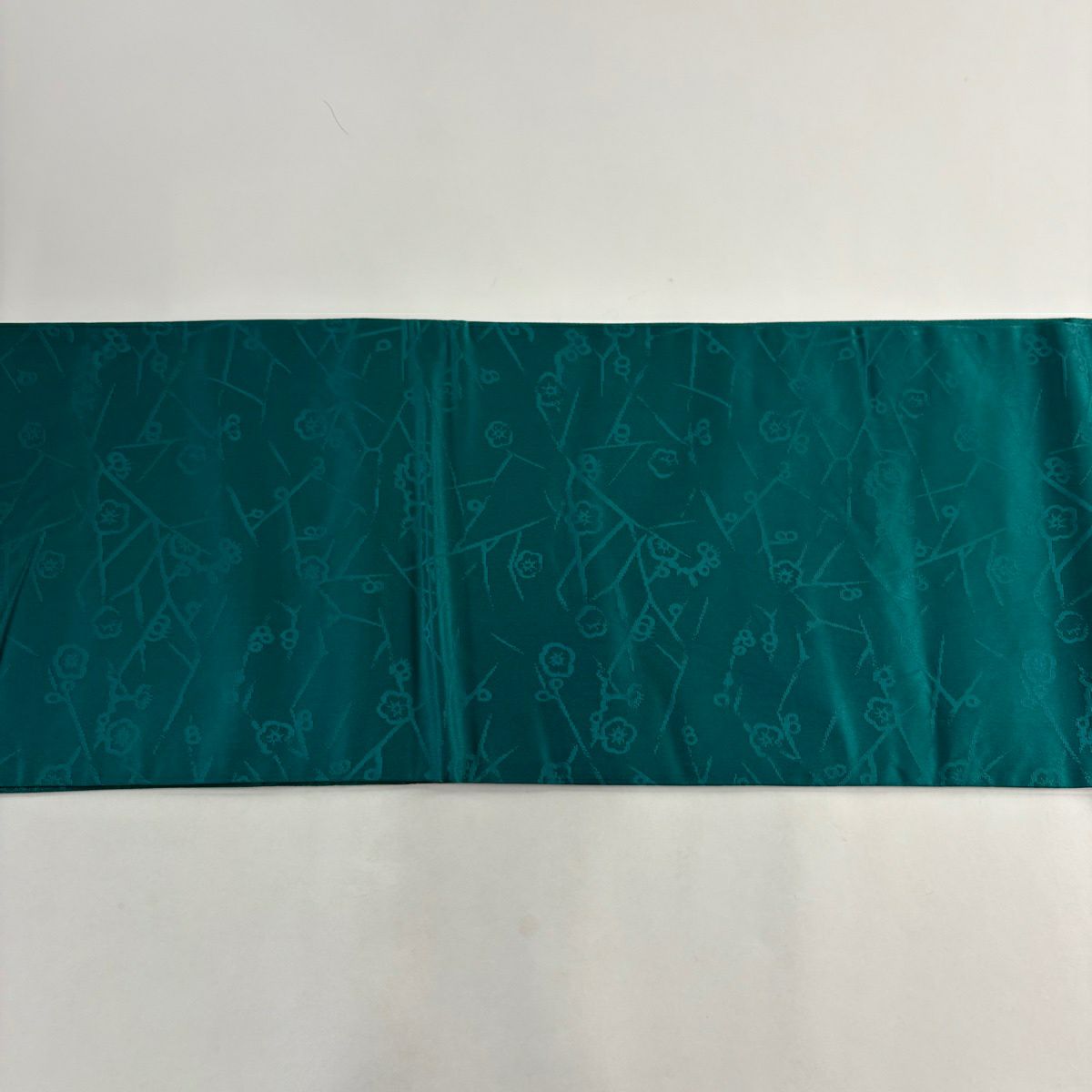 【美品】 袋帶 秀品級 松樹竹子梅花 金金箔 刺繡 綠 六通 純蠶絲