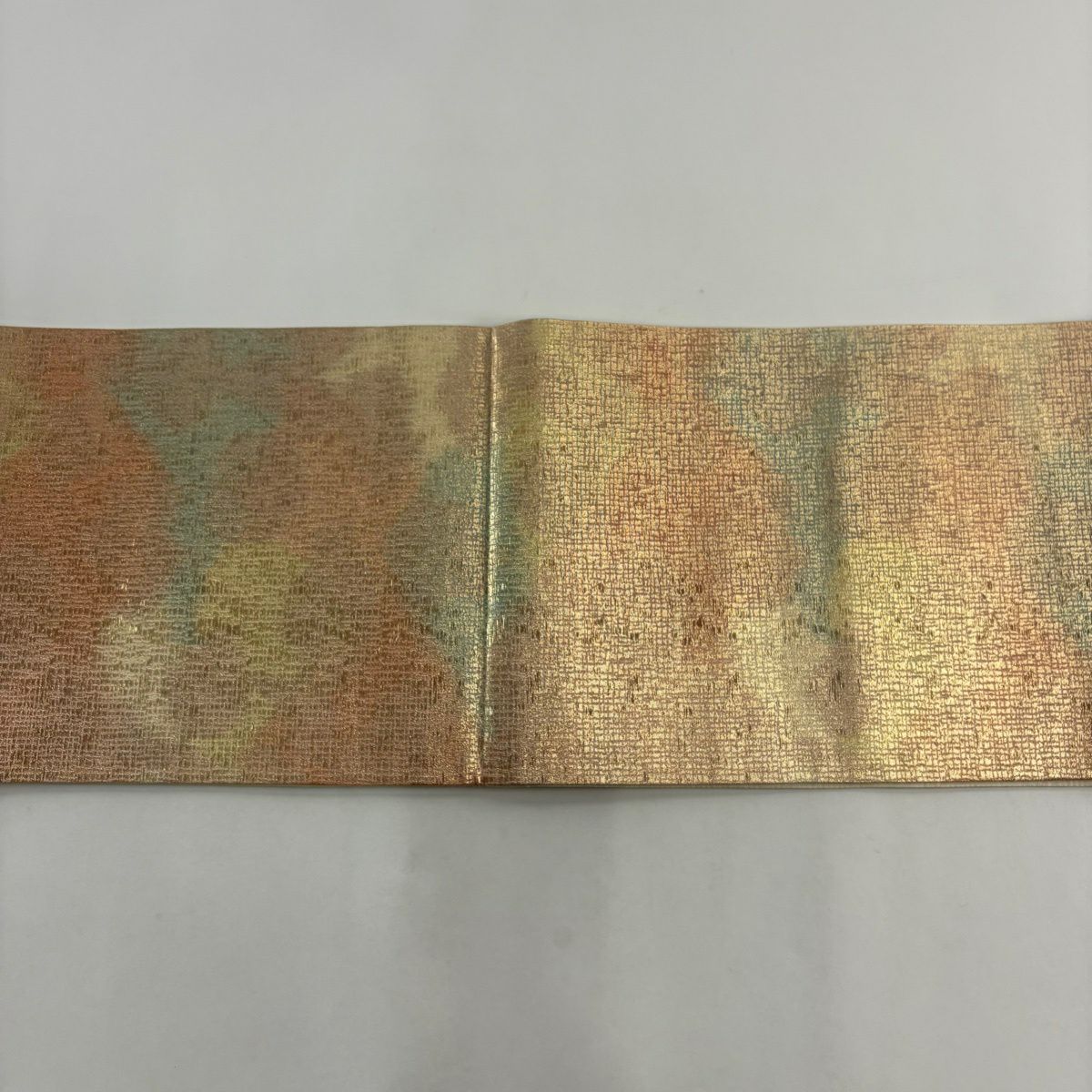 【美品】 袋帶 秀品級 關西仕立 辻花染圖案 金金箔 粉紅色 大鼓圖案 純蠶絲