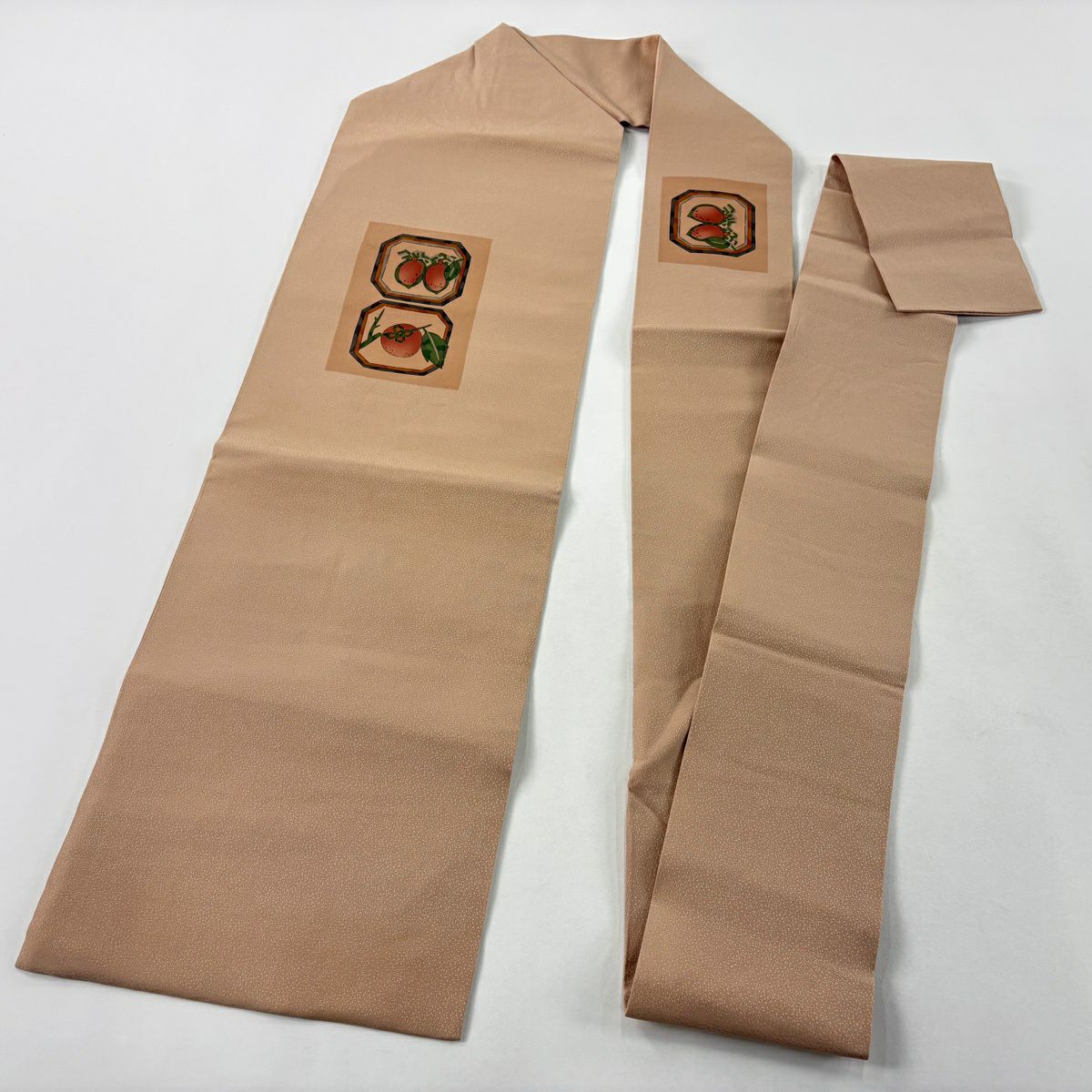 【美品】名古屋帶 秀品級 生物 柿 薄茶 純蠶絲
