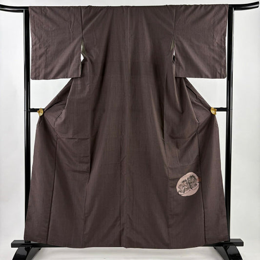 【美品】 紬織 身長160.5cm 袖長64cm M 雙層 落款あり 鬼 茶紫 純蠶絲 名品級