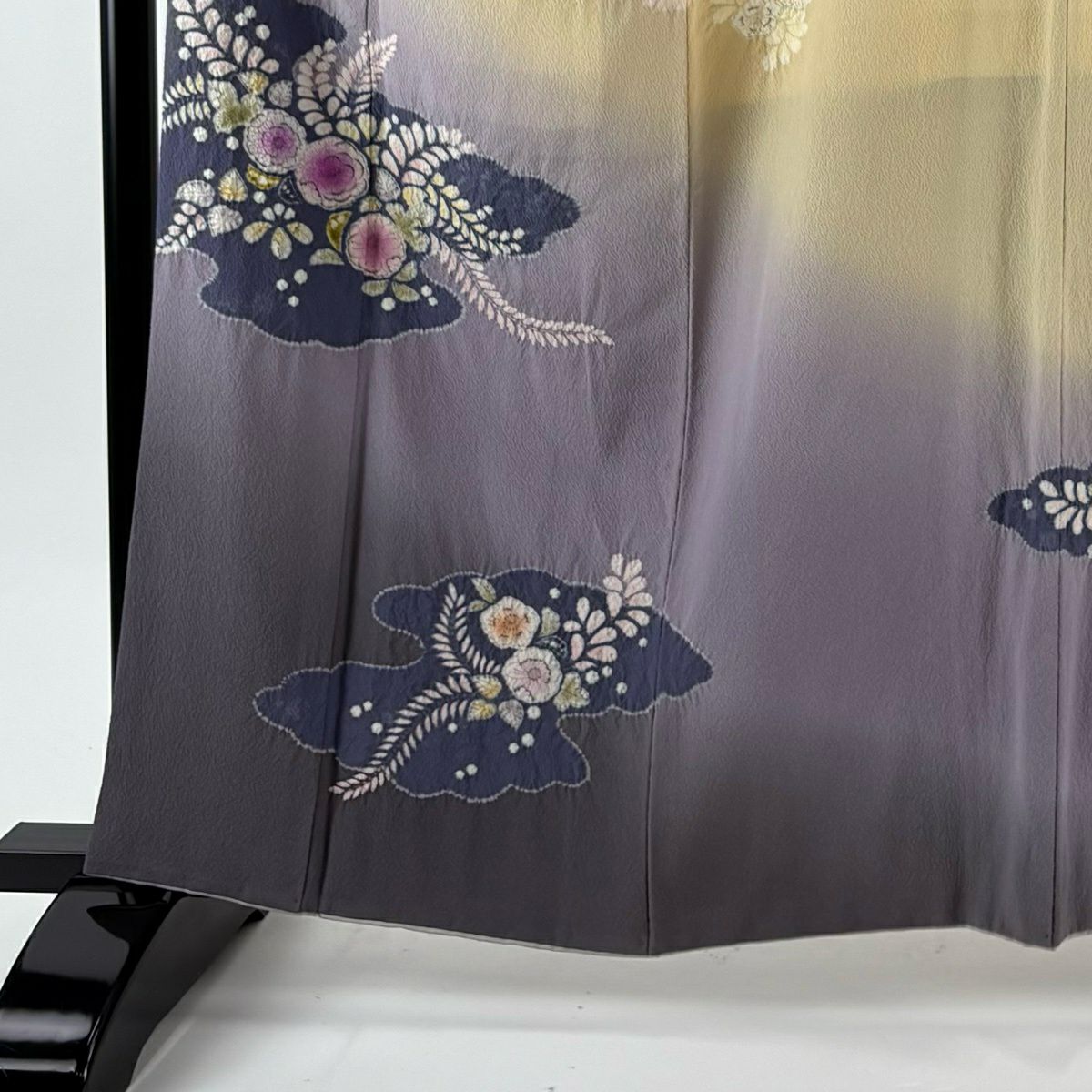 訪問服 身長161.5cm 袖長64cm M 雙層 辻花染 金彩裝飾 漸層 米色 純蠶絲 名品級