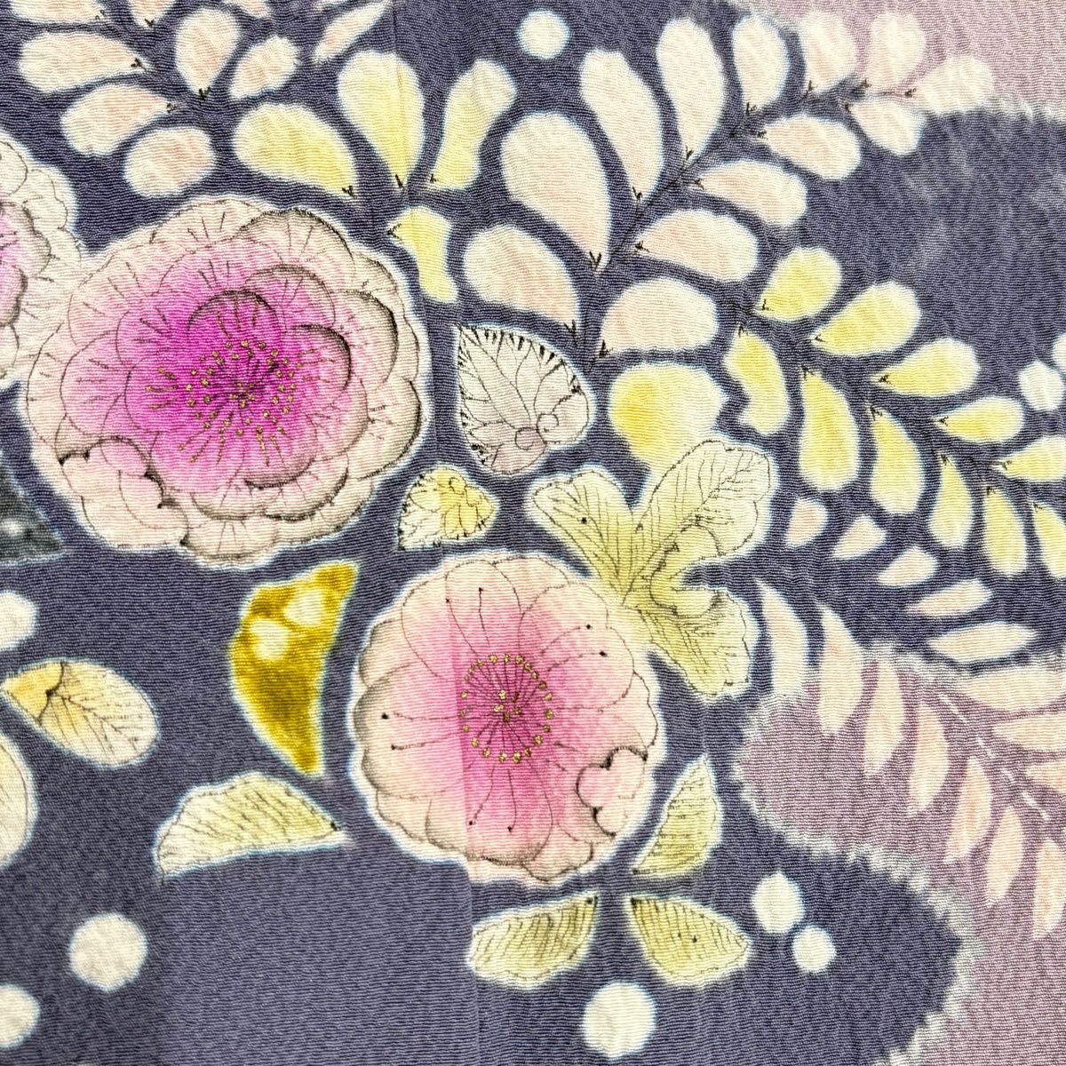 訪問服 身長161.5cm 袖長64cm M 雙層 辻花染 金彩裝飾 漸層 米色 純蠶絲 名品級