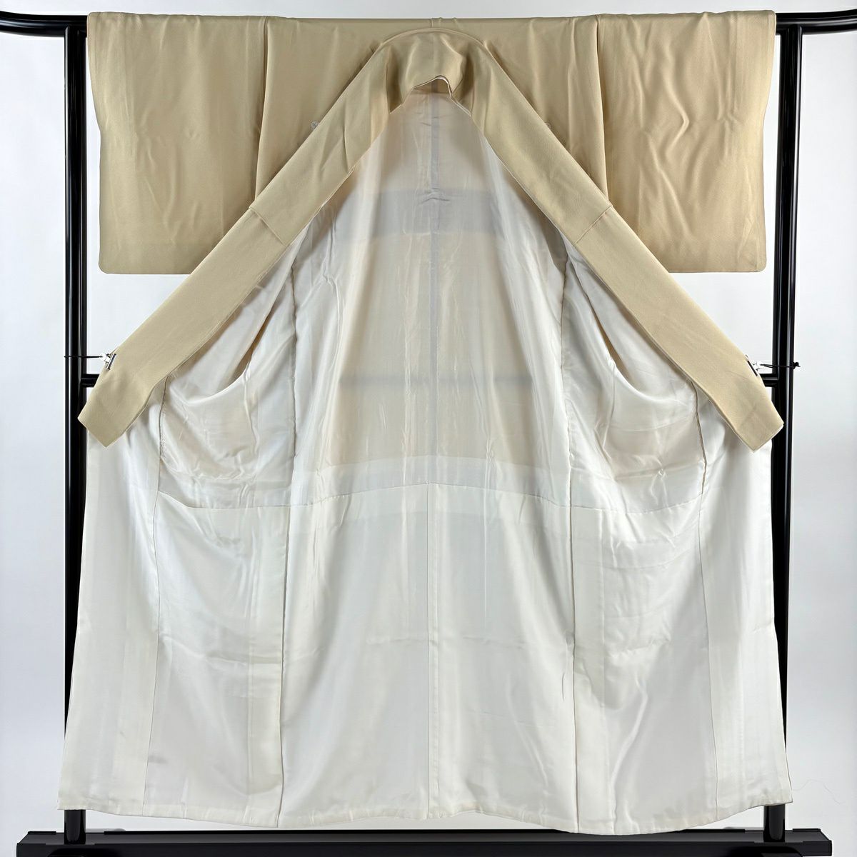 色留袖禮服 身長152.5cm 袖長62.5cm S 雙層 舟 波頭 金銀彩 米色 純蠶絲 秀品級 五つ紋