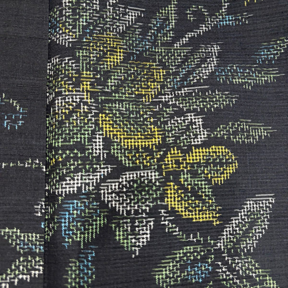【美品】 紬織 身長156cm 袖長62.5cm S 雙層 草花紋 墨 深藍 純蠶絲 秀品級