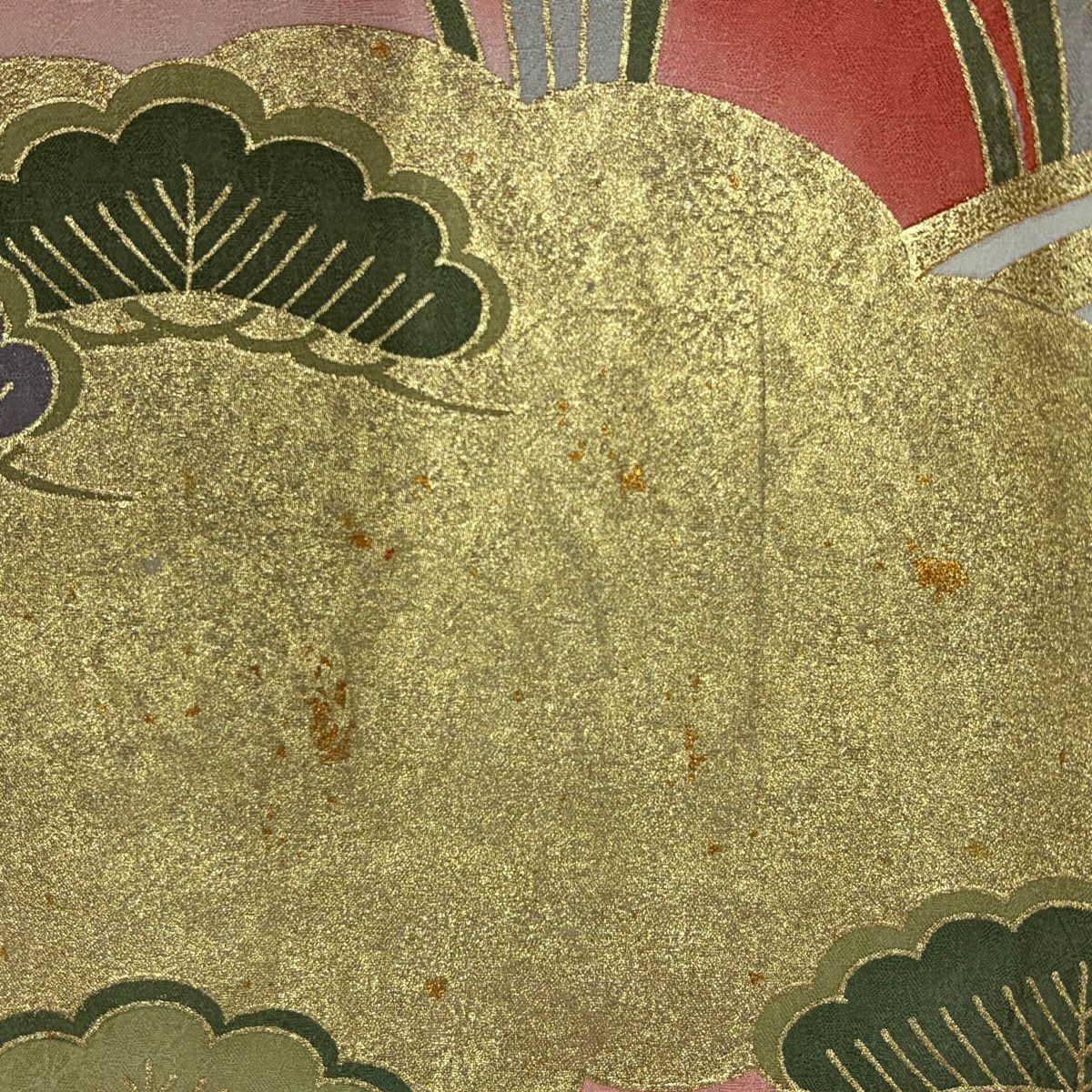 振袖禮服 身長161cm 袖長66cm M 雙層 松樹竹子梅花 菊花 金絲 金銀彩 粉色 純蠶絲 優品級
