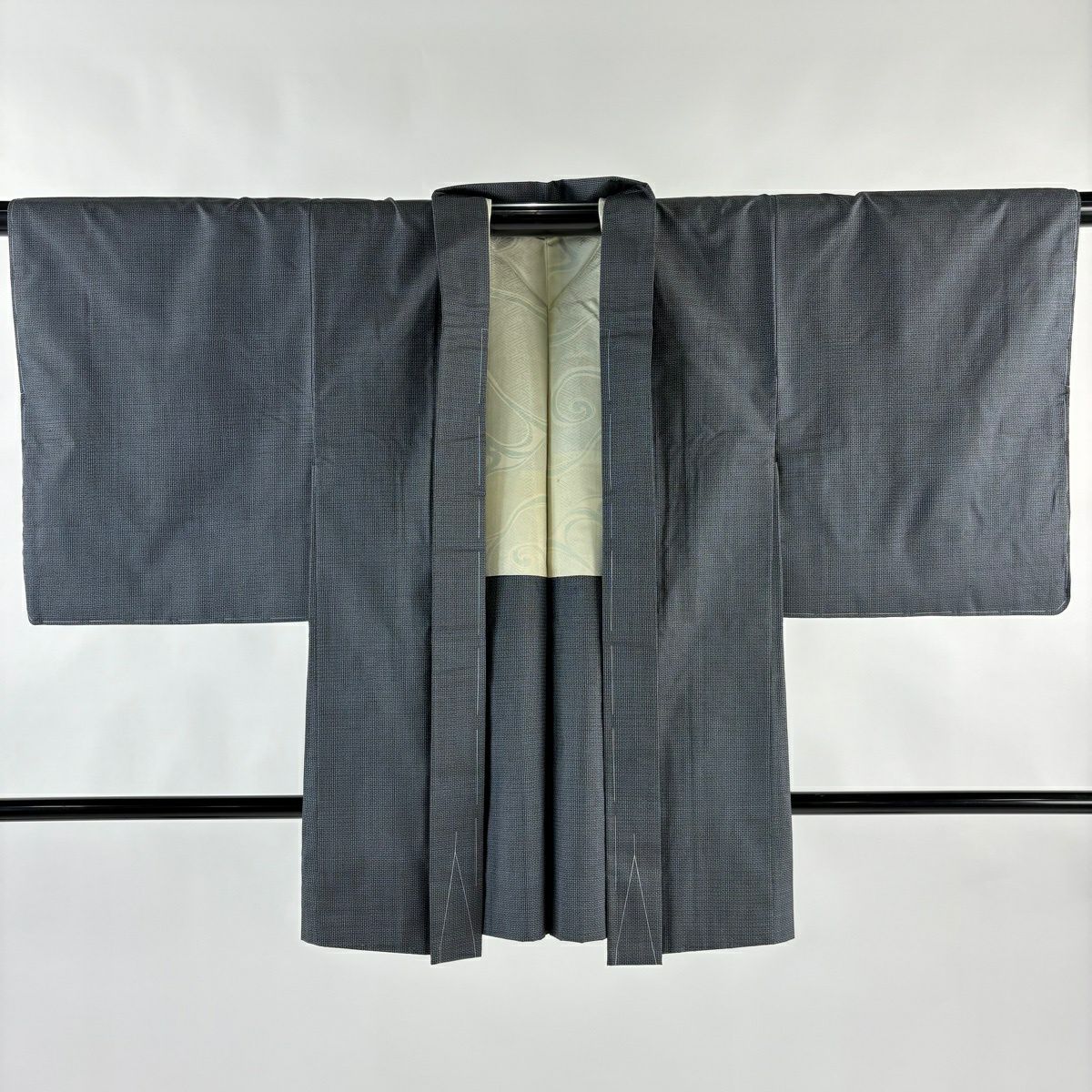 【美品】 大島紬織 身長159cm 袖長62cm S 雙層 套裝 證書齊全 龜甲絣 深藍 純蠶絲 優品級