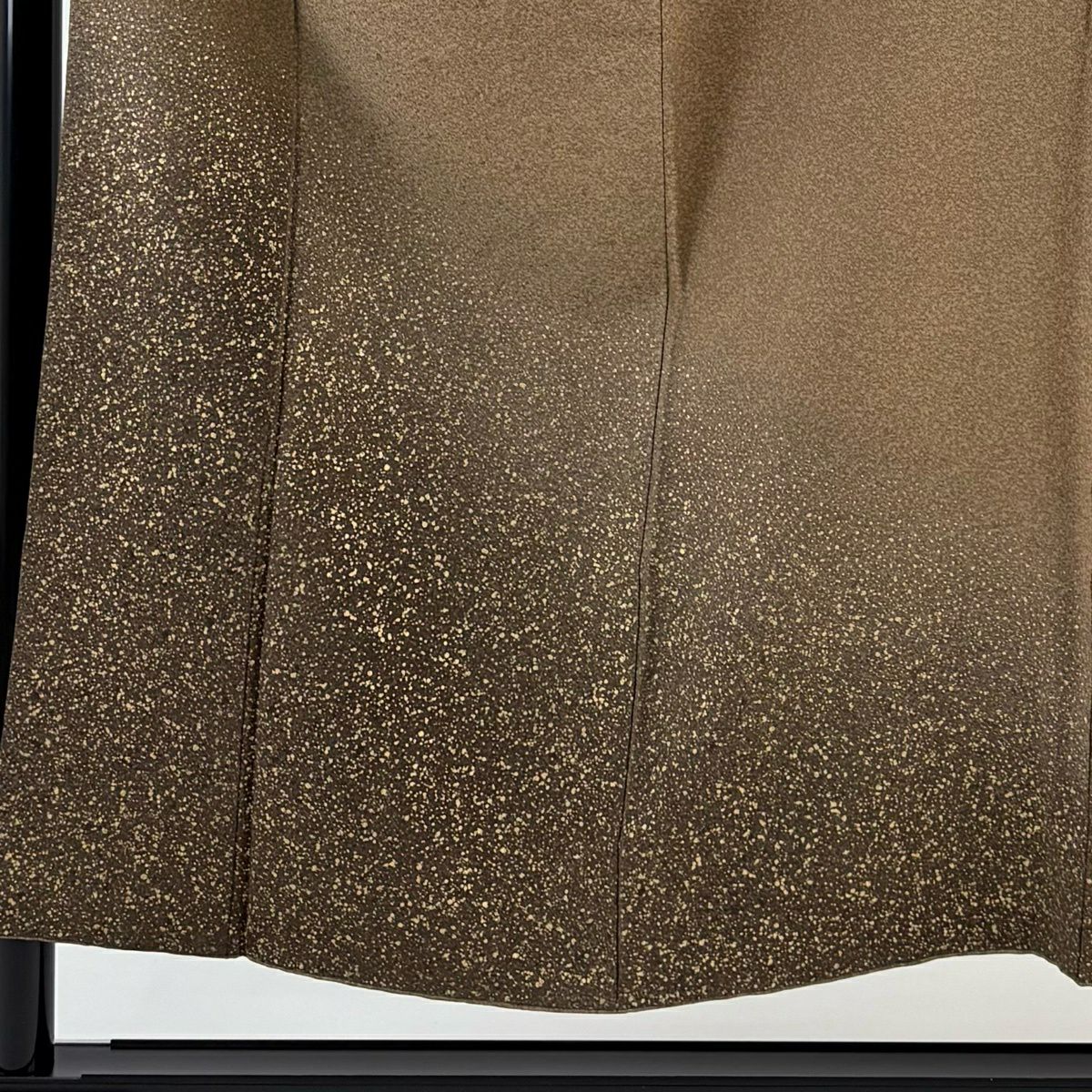 【美品】 付下 身長153cm 袖長65cm M 雙層 幾何學 金彩裝飾 漸層 茶 純蠶絲 優品級