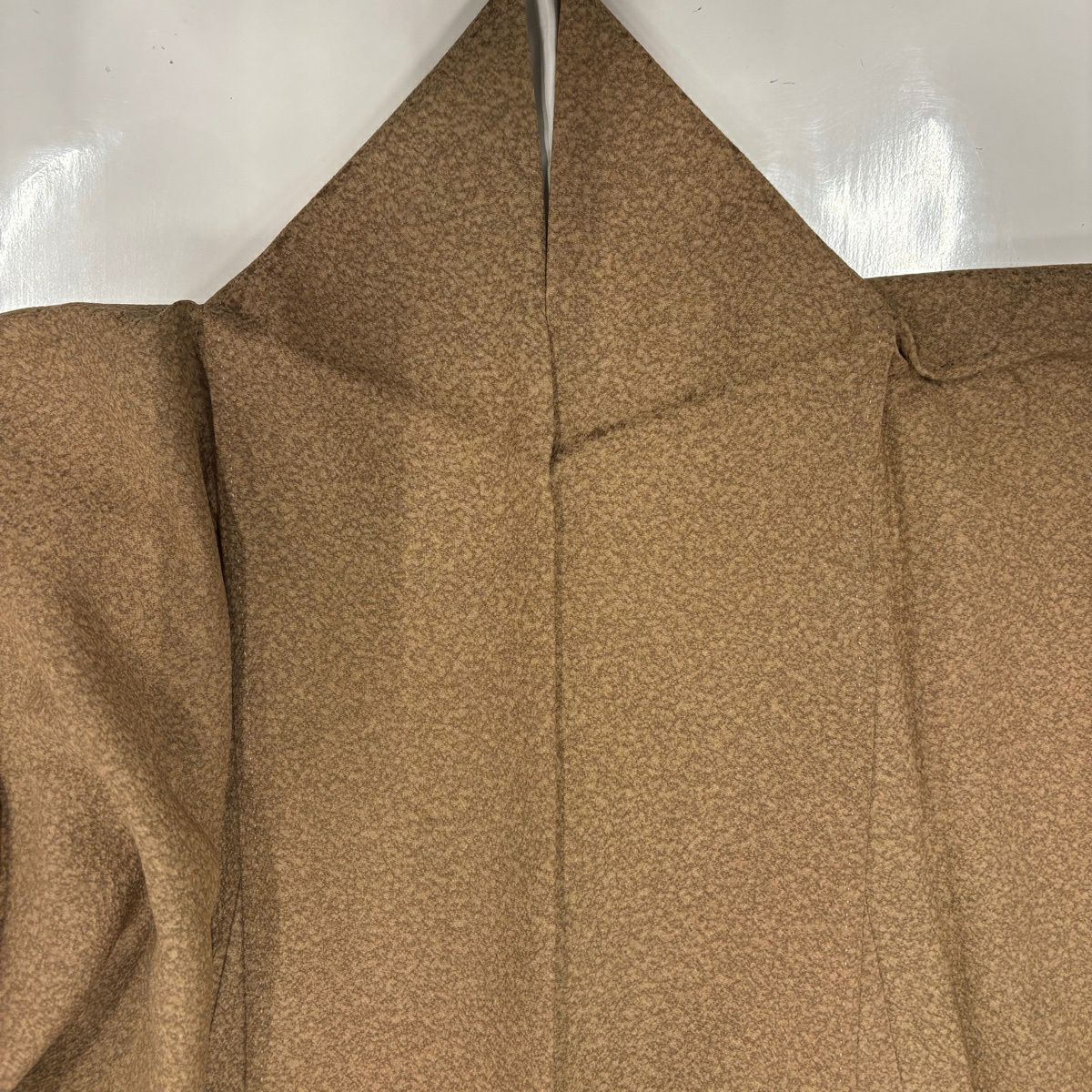 【美品】 付下 身長153cm 袖長65cm M 雙層 幾何學 金彩裝飾 漸層 茶 純蠶絲 優品級