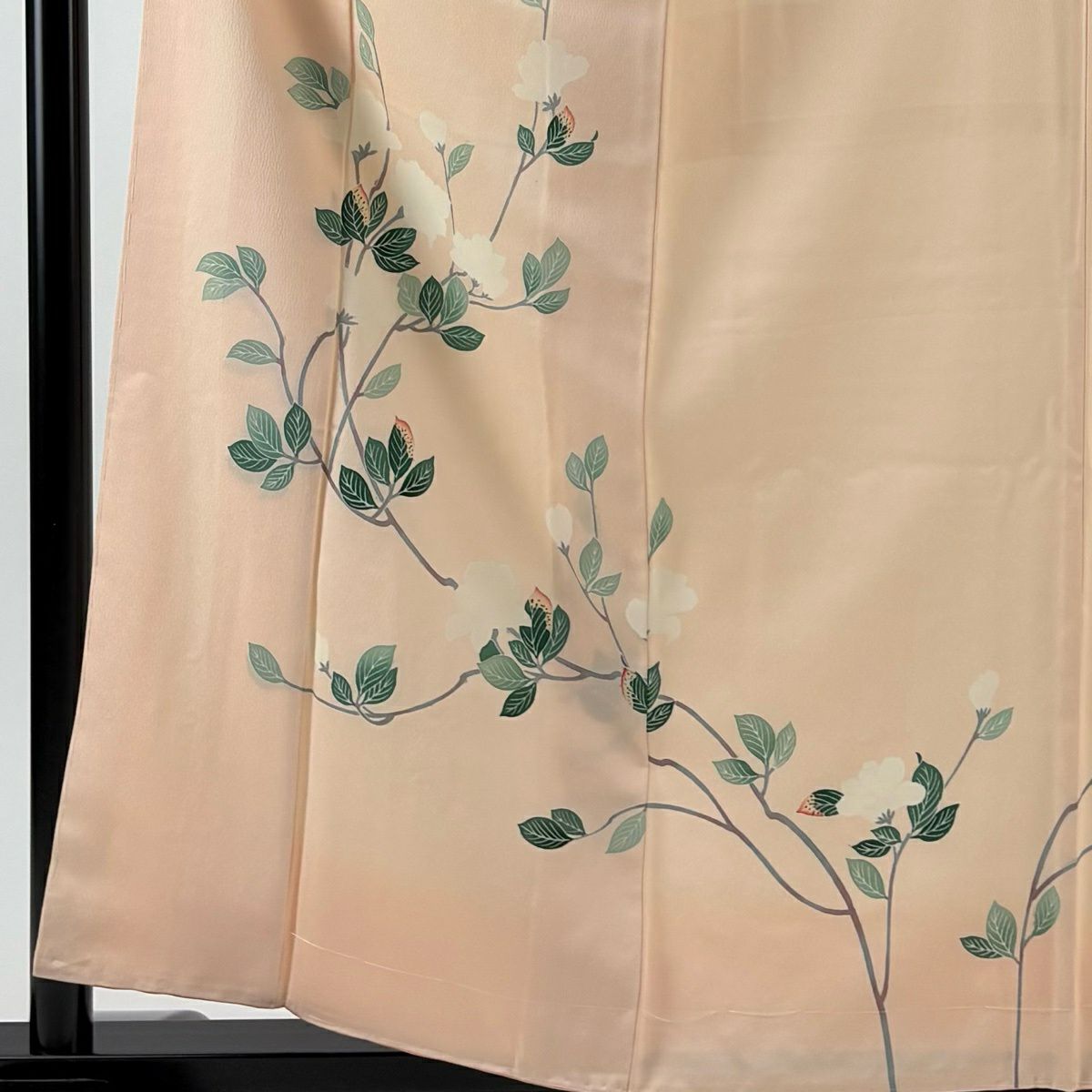 【美品】訪問服 身長159cm 袖長63cm S 雙層 枝花 薄橙 純蠶絲 秀品級 一個紋