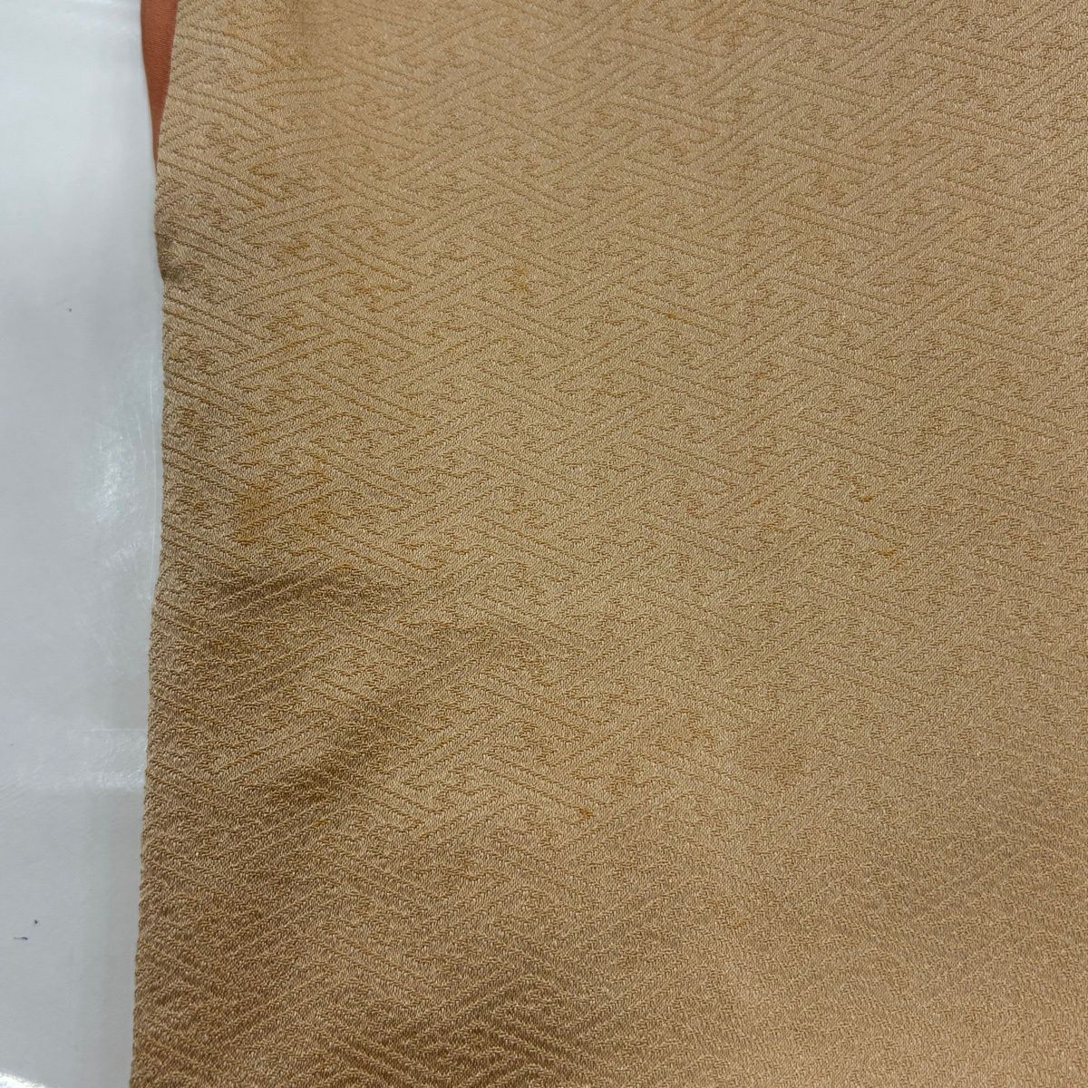 付下 身長161.5cm 袖長68cm L 雙層 草花紋紋 雪輪刺繡 絞染 淺茶 純蠶絲 優品級