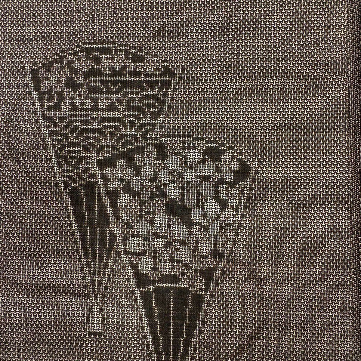【美品】 大島紬織 身長158.5cm 袖長61.5cm S 雙層 純泥染 證書あり 中啓 花 灰茶 純蠶絲 秀品級