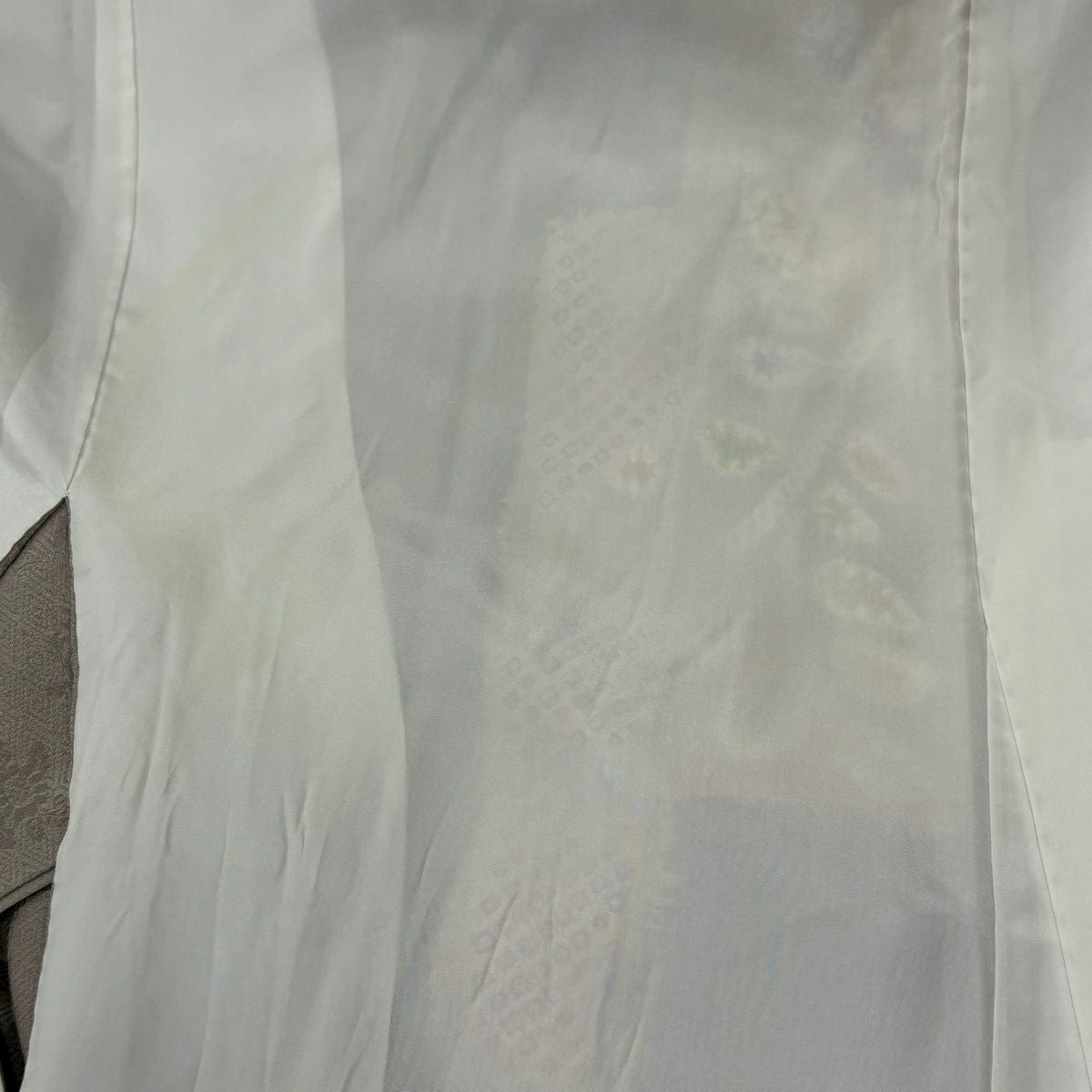 訪問服 身長156cm 袖長65cm M 雙層 短冊 草花紋紋 金糸 金銀彩 薄小豆 純蠶絲 秀品級