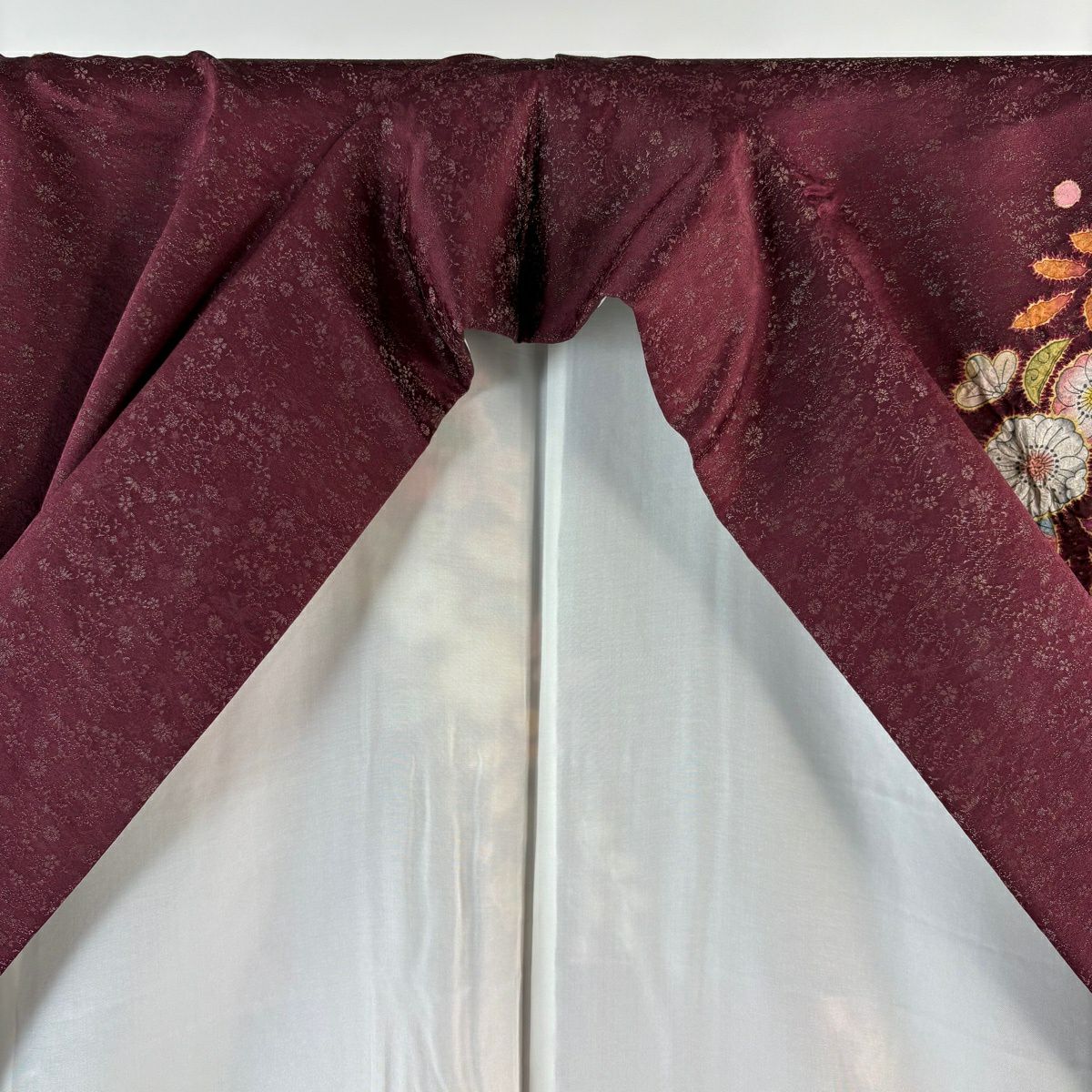 【美品】振袖禮服 身長166.5cm 袖長67.5cm L 雙層 德永憲峯 落款あり 辻花染 金通し 金銀彩 銹紅 純蠶絲 逸品級