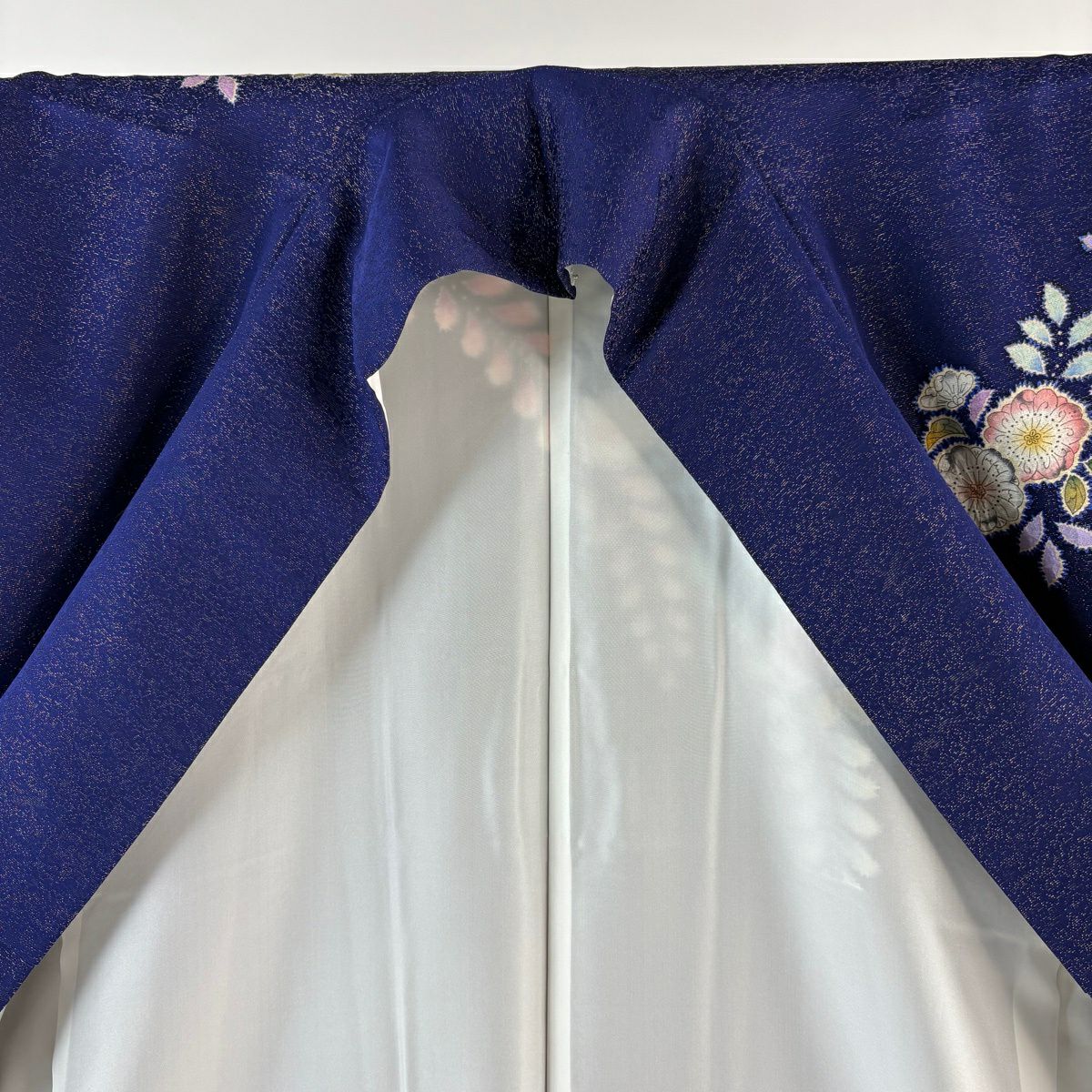 振袖禮服 身長163.5cm 袖長67.5cm L 雙層 徳永憲峯 落款あり 辻花染 金通し 金銀彩 深藍 純蠶絲 逸品級