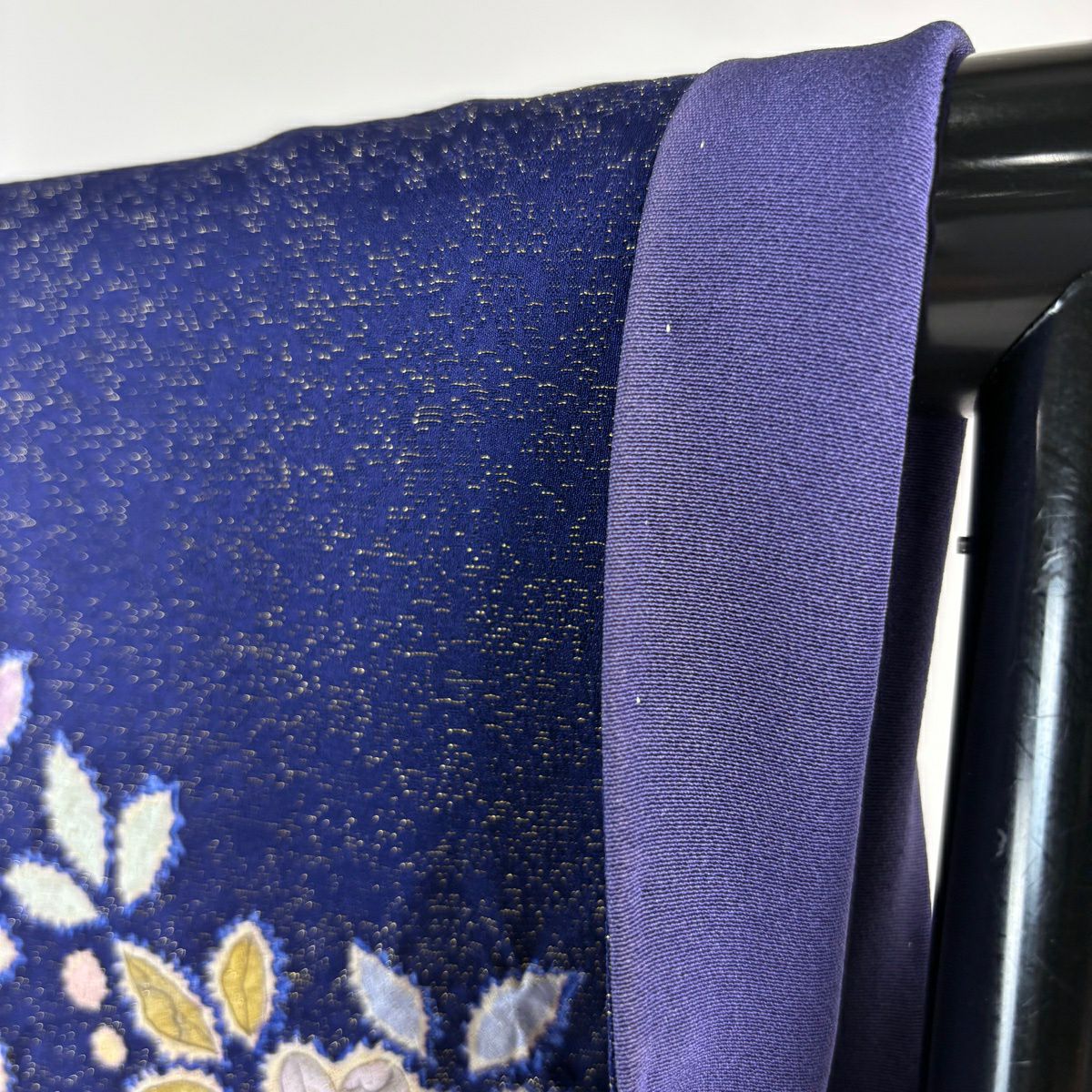 振袖禮服 身長163.5cm 袖長67.5cm L 雙層 徳永憲峯 落款あり 辻花染 金通し 金銀彩 深藍 純蠶絲 逸品級