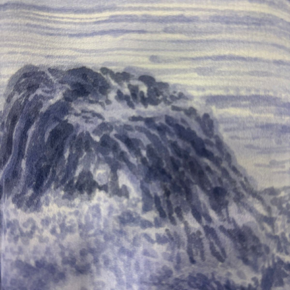 付下 身長167.5cm 袖長69cm L 雙層 樋熊哲也 落款 日本百景 曽々木海岸 風景 漸層 灰色 純蠶絲 逸品級