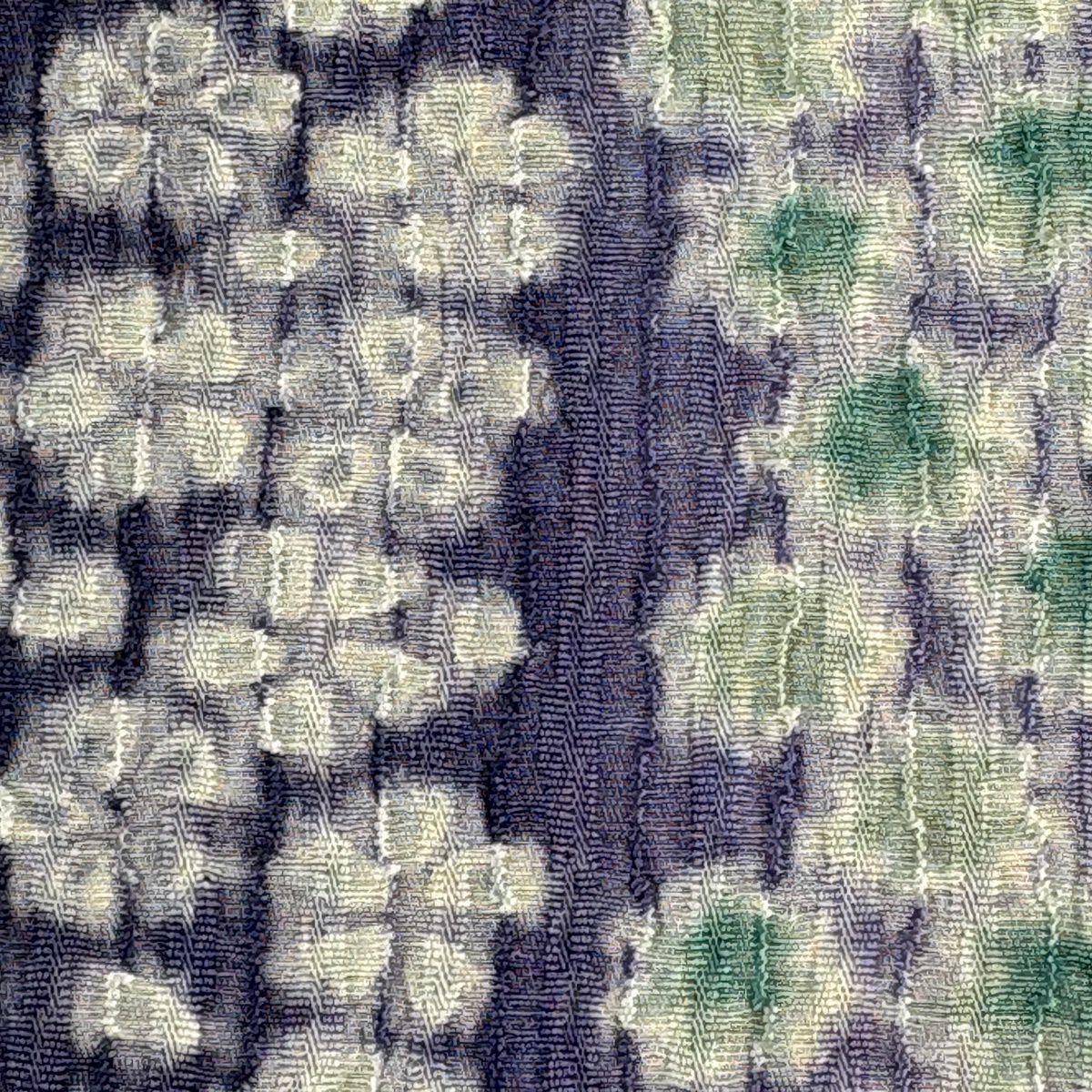【美品】 袋帶 逸品級 小花 葉紋 青紫 全通 純蠶絲
