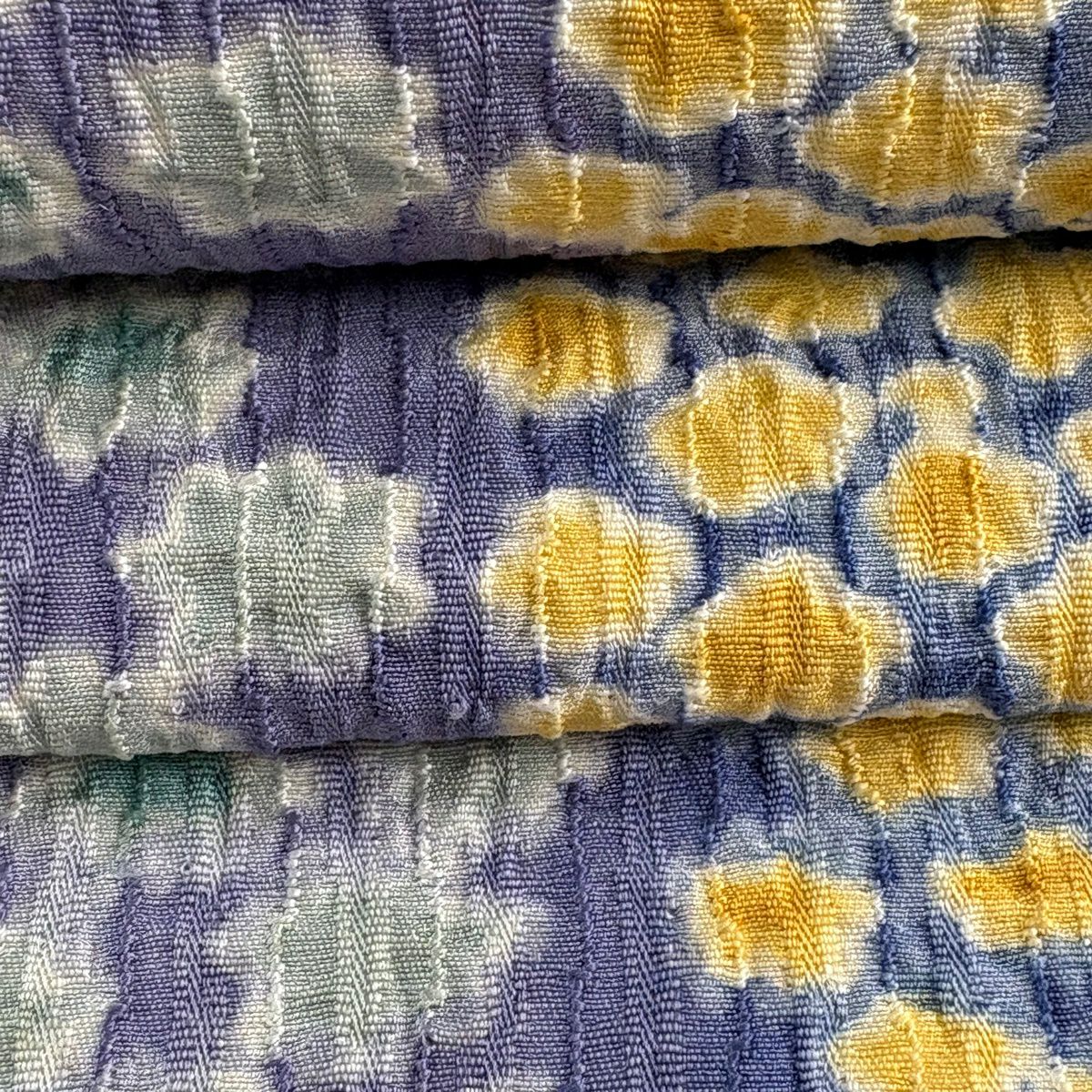 【美品】 袋帶 逸品級 小花 葉紋 青紫 全通 純蠶絲