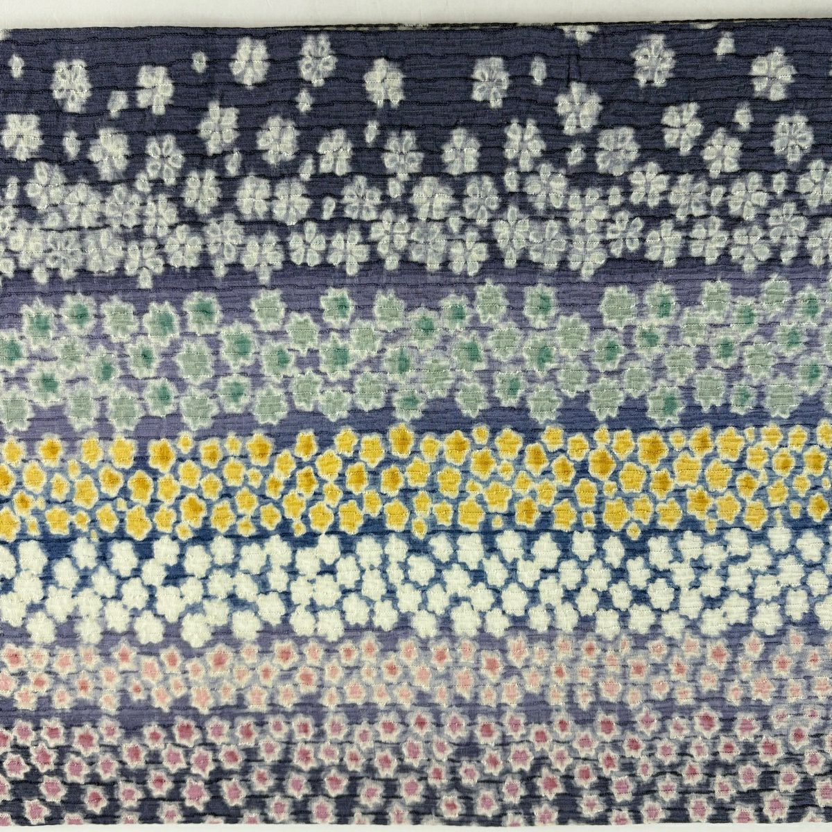 【美品】 袋帶 逸品級 小花 葉紋 青紫 全通 純蠶絲