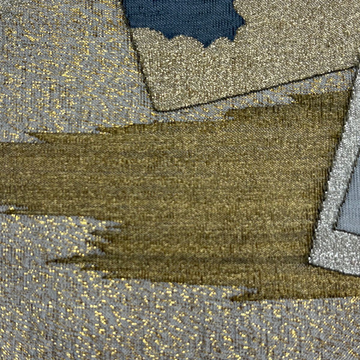 袋帶 逸品級 色紙 草花紋紋 金金箔 灰茶 お太鼓柄 純蠶絲